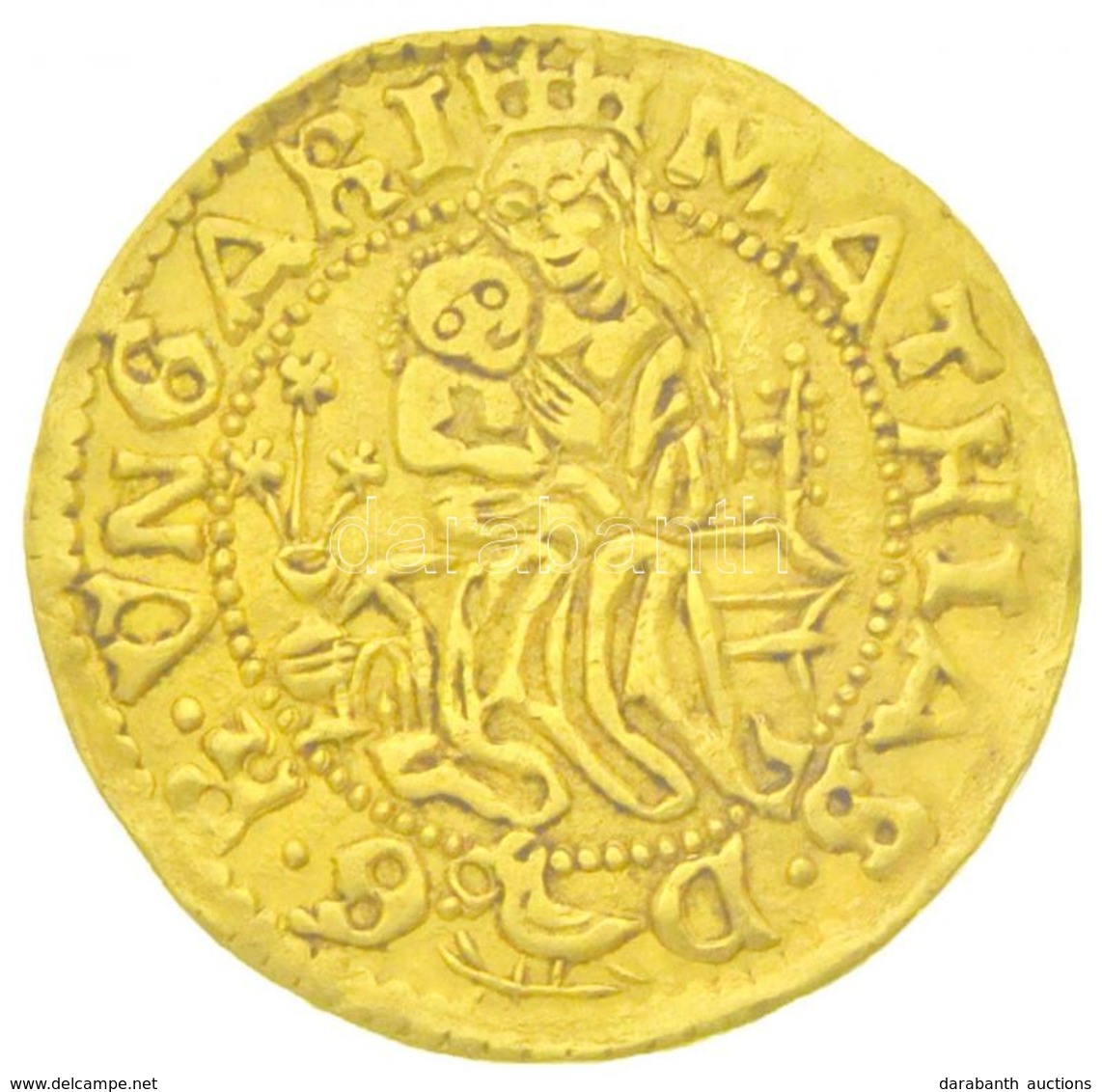 1458-1490K-P Aranyforint Au 'Mátyás' (3,45g) T:2,2- Kissé Hajlott Lemez / Hungary 1458-1490K-P Forint Au 'Matthias' (3,4 - Non Classificati