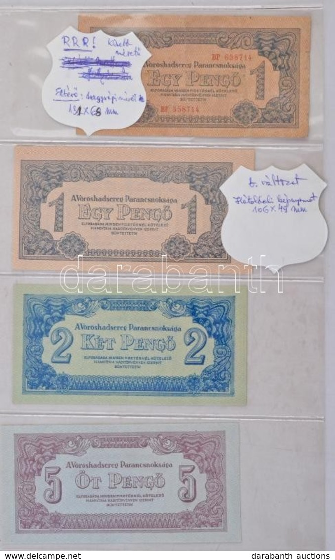 1944. 1P (2xklf) Egyik Sorszámmal és Kisebb Méret?, A Másik Sorszám Nélkül és Kisebb Hátoldali Képpel + 2P + 5P + 10P +  - Non Classificati