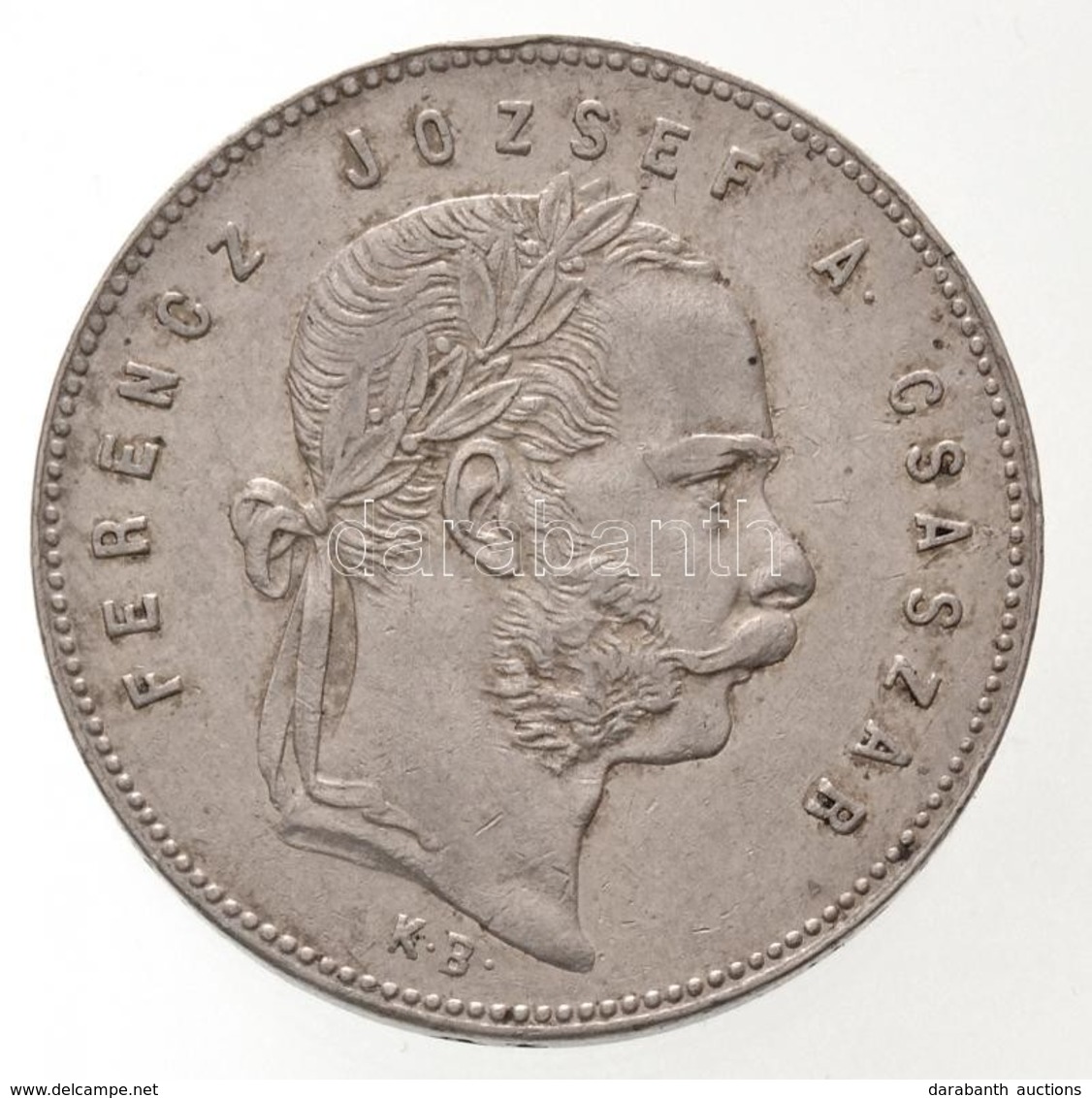 1869KB 1Ft Ag 'Ferenc József / Angyalos Címer' Körmöcbánya (12,34g) T:1-,2 / 
Hungary 1869KB 1 Forint Ag 'Franz Joseph'  - Non Classificati