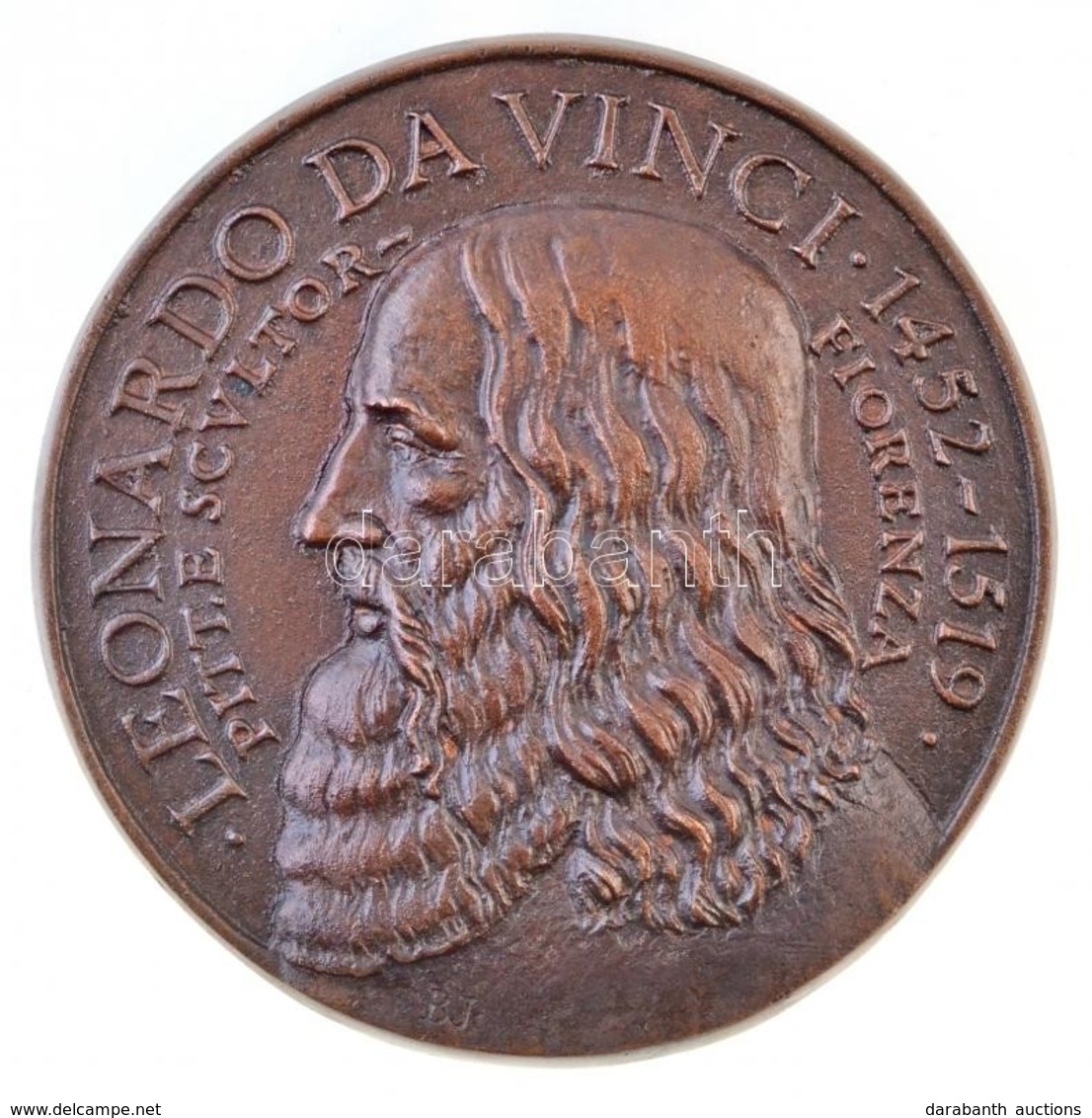 Blaskó János (1945-) DN 'Leonardo Da Vinci 1452-1519 - Pitt. E Scvltor-Fiorenza' Egyoldalas Br Plakett (825g/133mm) T:1- - Non Classificati