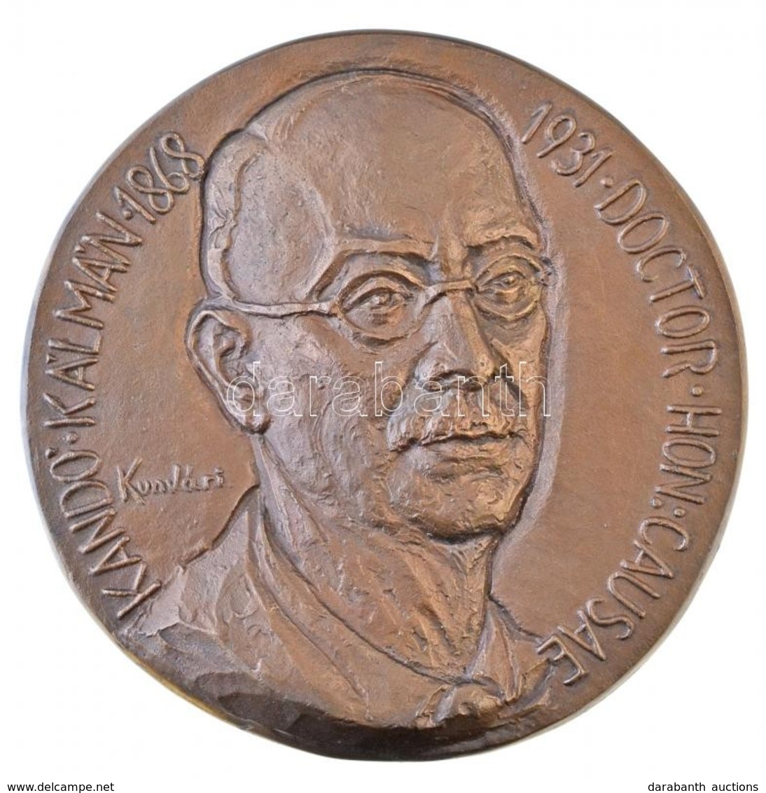 Kunvári Lilla (1897-1984) 1957. 'Kandó Kálmán' Nagyméret?, öntött, Egyoldalas Br Plakett (725g/~177mm) C:1,1- / Hungary  - Non Classificati