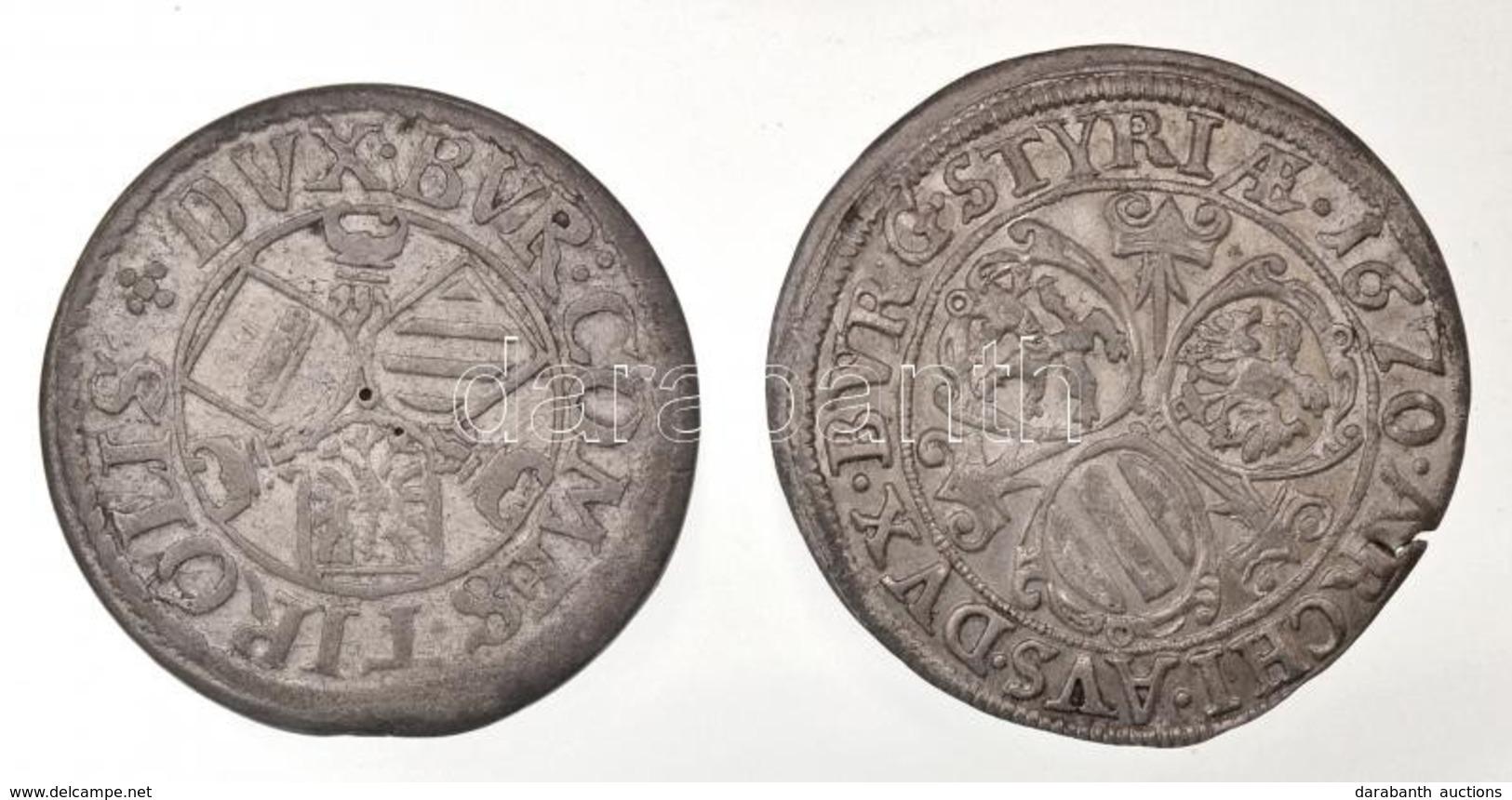 Ausztria 1564-1595. 3kr Ag 'II. Ferdinánd F?herceg' (2,25g) + 1670. 3kr Ag 'I. Lipót' (1,7g) T:2-,1- Kis Ph. / 
Austria  - Non Classificati