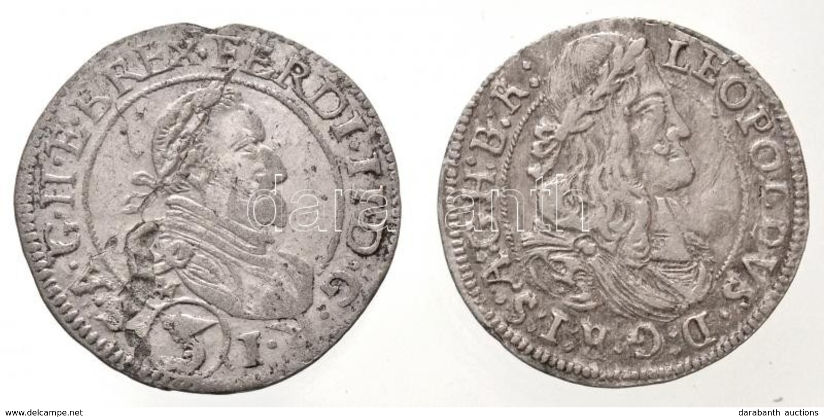 Ausztria 1624. 3kr Ag 'II. Ferdinánd' (1,54g) + 1670. 3kr Ag 'I. Lipót' (1,28g) T:2-,2 Hajlott / 
Austria 1624. 3 Kreuze - Non Classificati