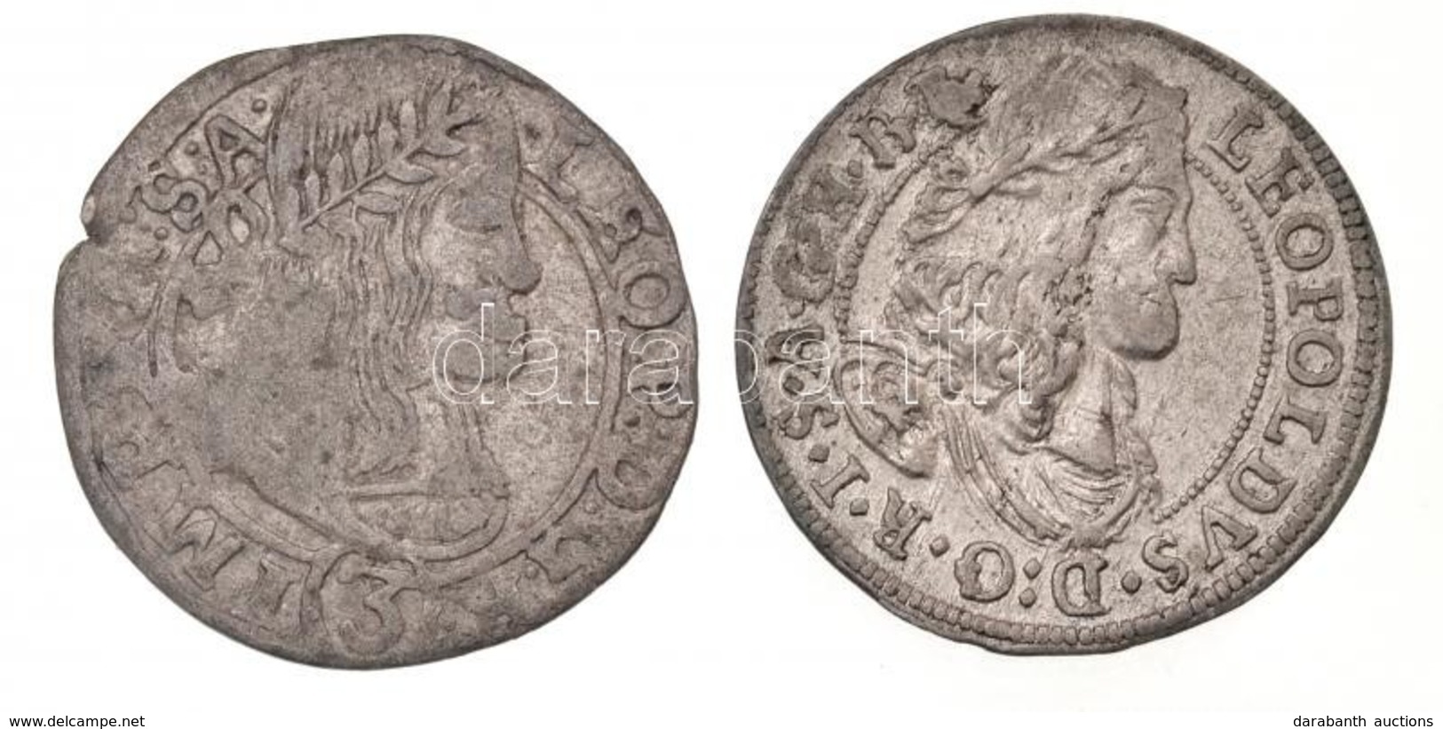 Ausztria 1677. 3kr Ag (1,5g) + Csehország / Történelmi Tartomány 1668. 3kr Ag 'I. Lipót' (1,5g) T:2,2- Ph. / 
Austria 16 - Non Classificati