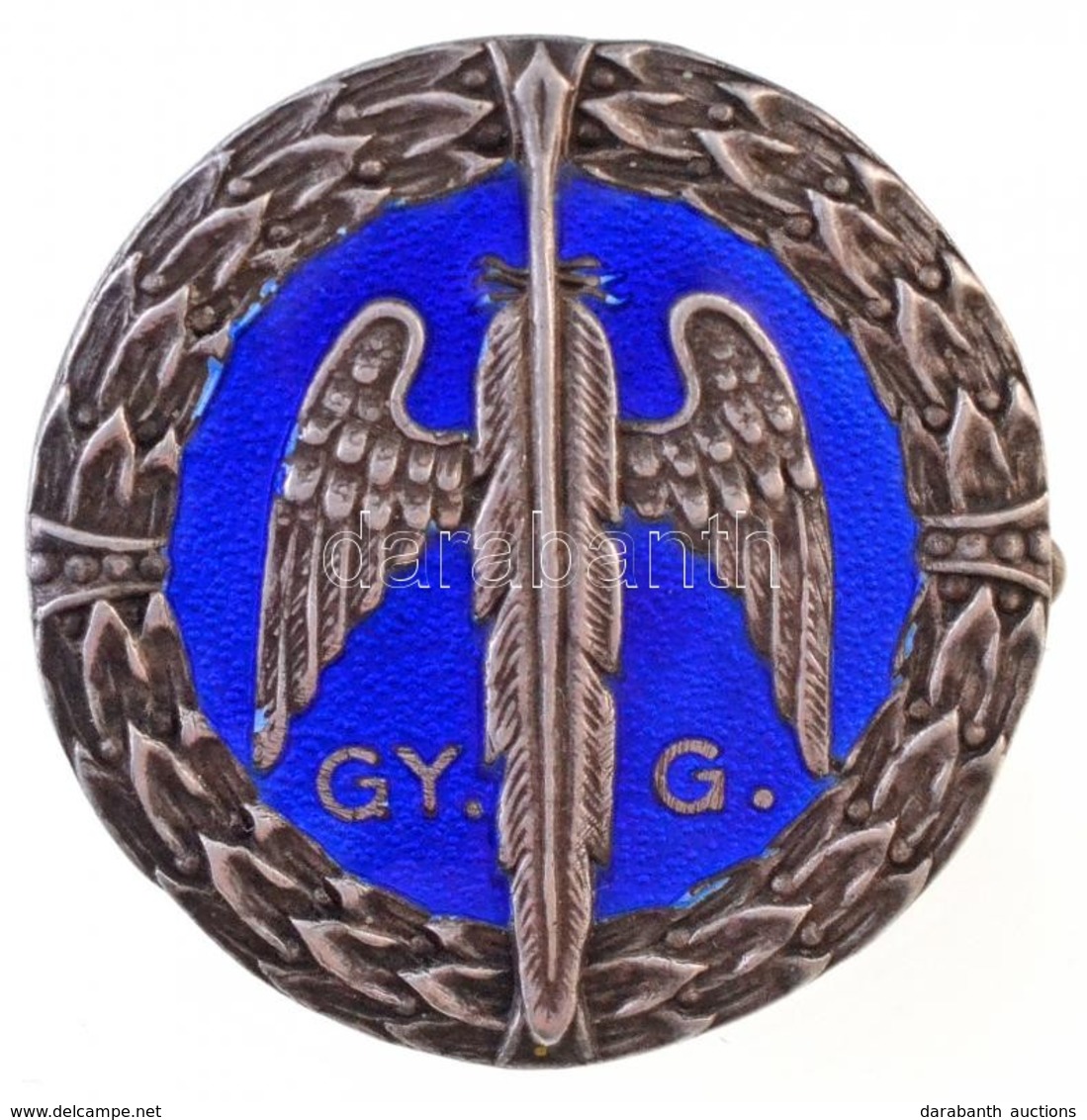 ~1930-1940. 'Gy. G. (Gyors- és Gépíró)' Kék Zománcos Fém Jelvény, 'BERÁN N. BPEST' Gyártói Jelzéssel, és 'BN' Beütéssel  - Unclassified