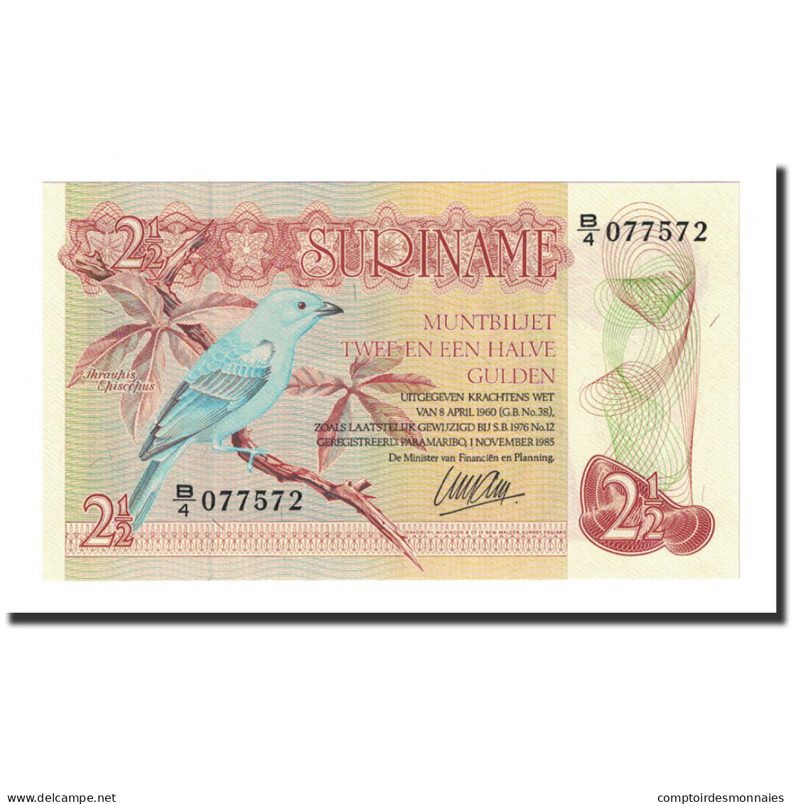 Billet, Surinam, 2 1/2 Gulden, 1985-11-01, KM:119a, NEUF - Suriname