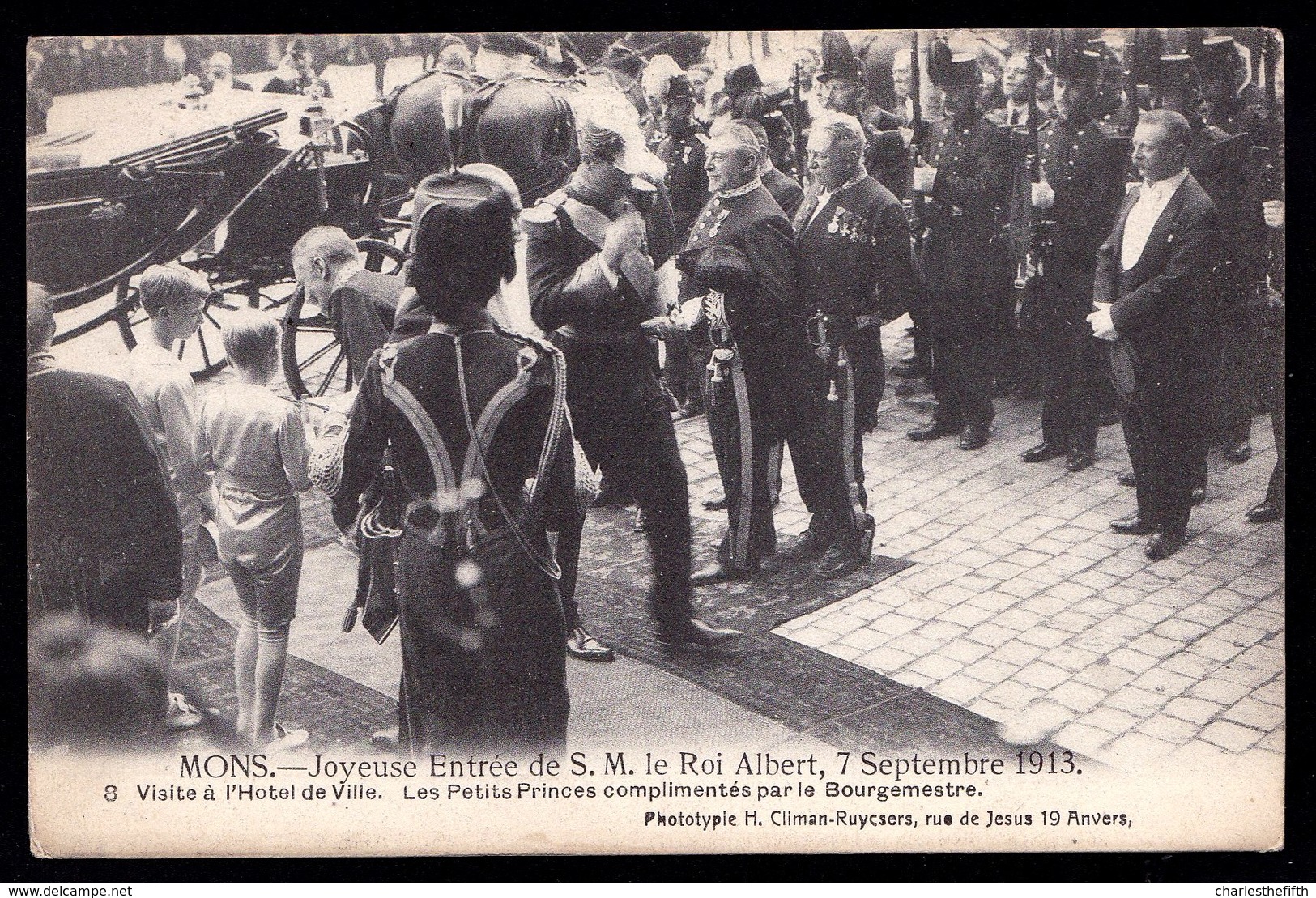 MONS 1913 - JOYEUSE ENTREE ALBERT I - CPA Nr 8 - LES PETITS PRINCES COMPLIMENTES PAR LE BOURGMESTRE - Rare ! - Mons