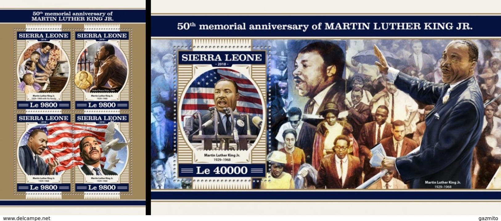 Sierra Leone 2018, M. Luther King, 4val In BF +BF - Martin Luther King