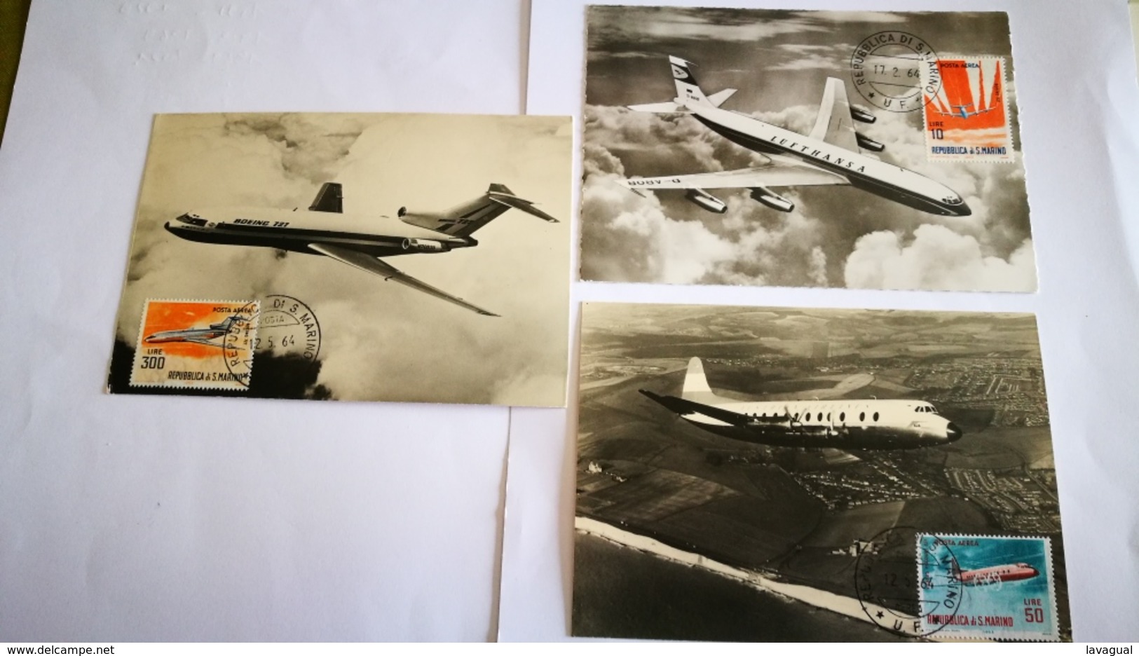 Carte Postale D'avions Et Cachet De Saint Marin + Avion - Other & Unclassified