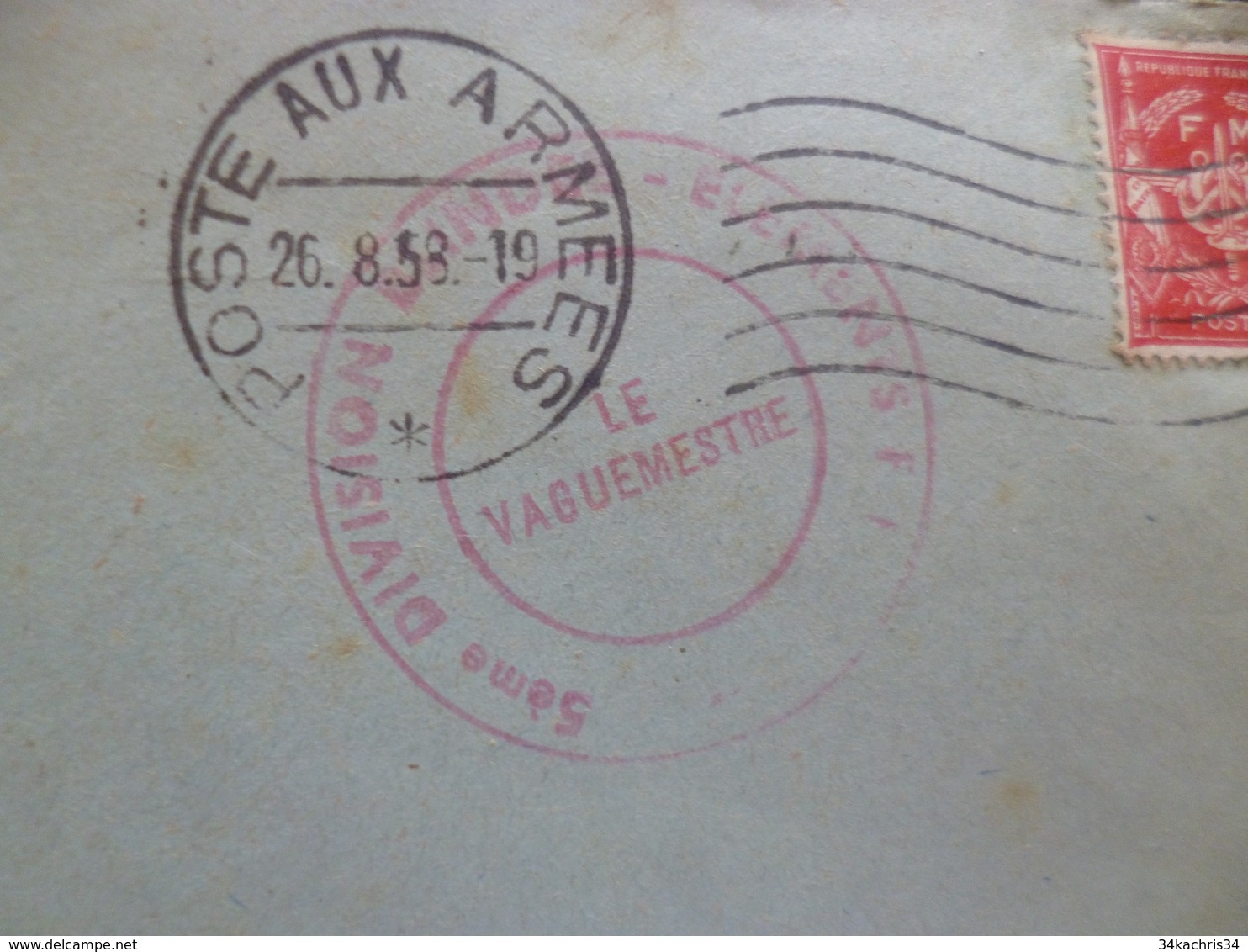 Lettre France TP FM Poste Aux Armées Cachet Rouge 5ème Division Blindées.... - Military Postmarks From 1900 (out Of Wars Periods)