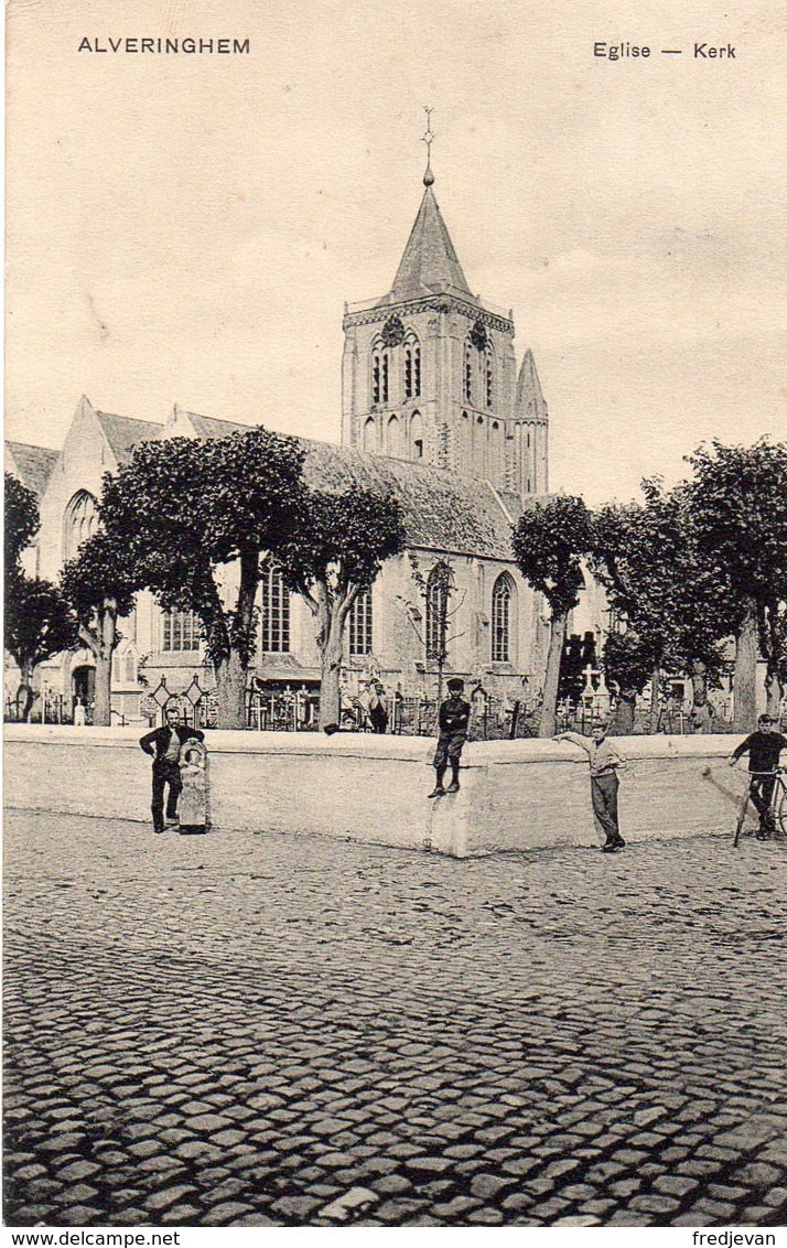 Alveringen - Kerk Met Animatie (rond 1910) - Alveringem