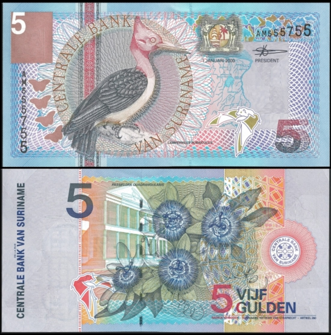 Suriname 5 GULDEN 2000 P 146 UNC - Surinam