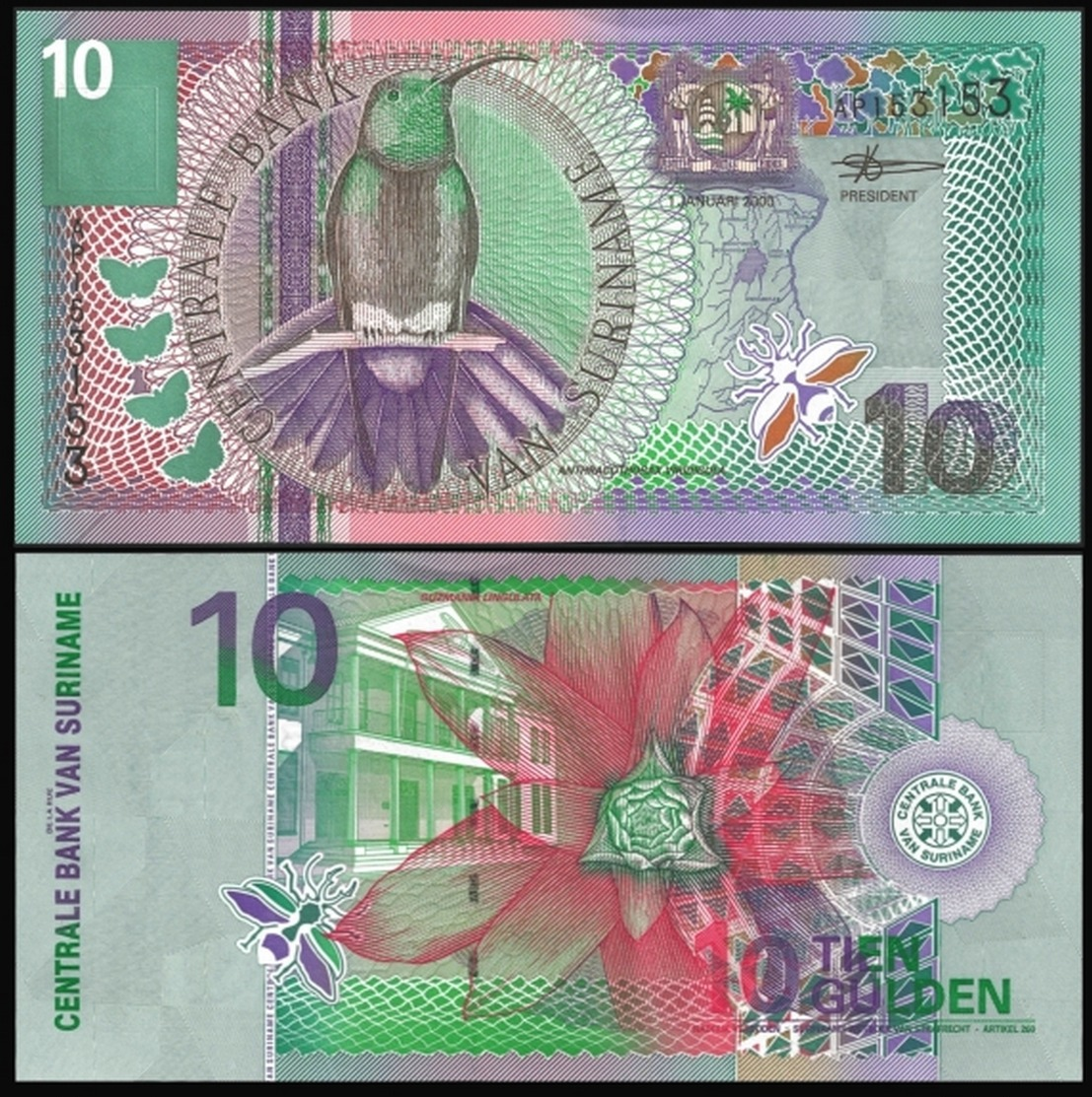 Suriname 10 GULDEN 2000 P 147 UNC - Surinam