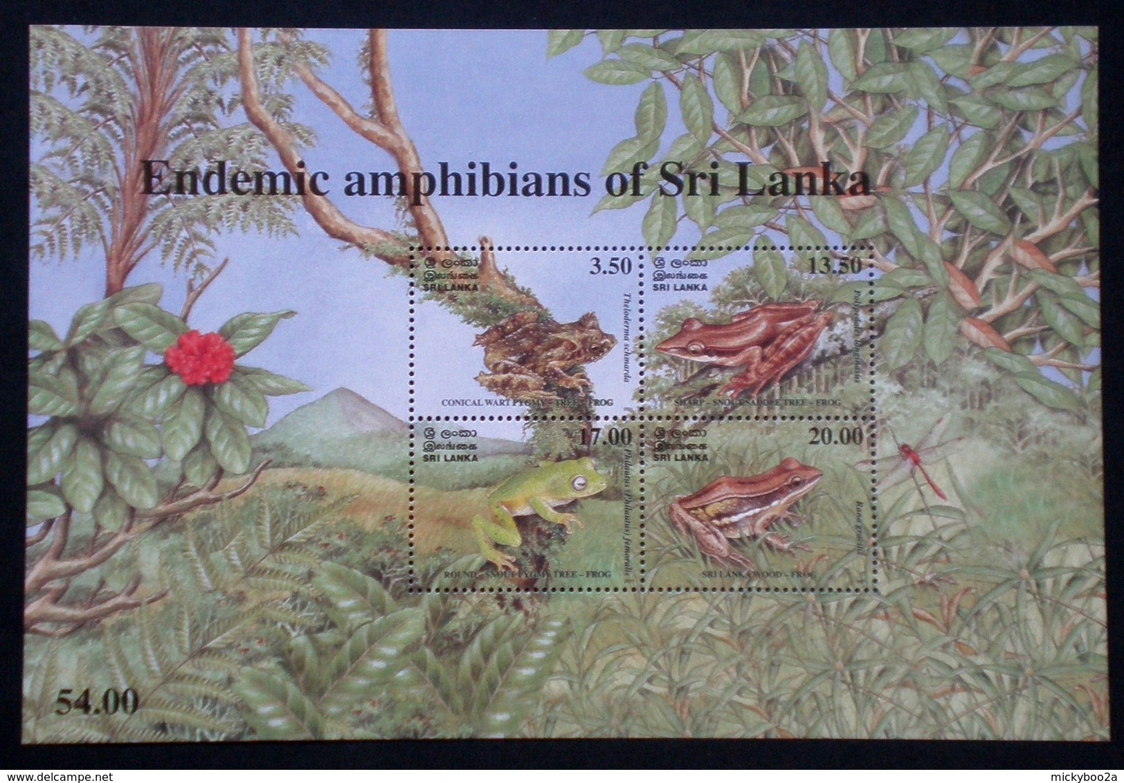 SRI LANKA 2001 REPTILES AMPHIBIANS FROGS HERPETOLOGY DRAGONFLY MNH - Sri Lanka (Ceylon) (1948-...)