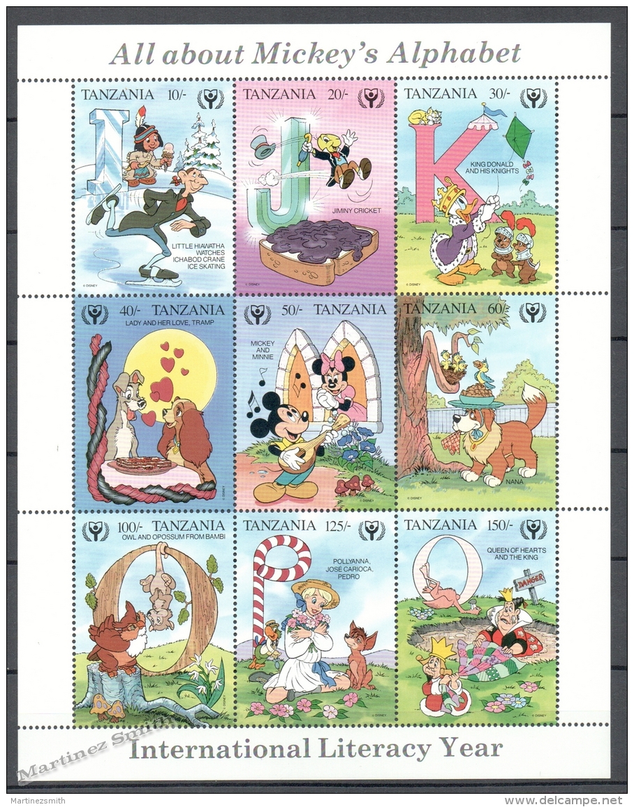 Tanzania 1991 Yvert 622-30, Disney, International Literacy Year - MNH - Tanzanie (1964-...)