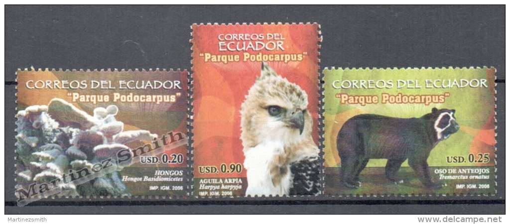 Ecuador 2006 Yvert 1959-61, Park Of Podocarpus - Mushrooms Fauna - MNH - Equateur