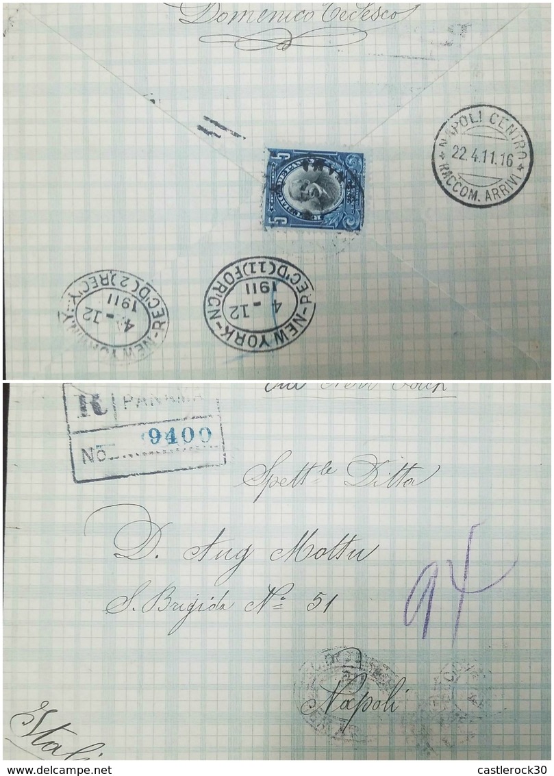 O) 1911 PANAMA, JUSTO AROSEMENA SCOTT A10 - 5 CENTESIMOS BLUE, FROM PANAMA TO NAPOLI, RECEPTION NEW YORK, XF - Panama