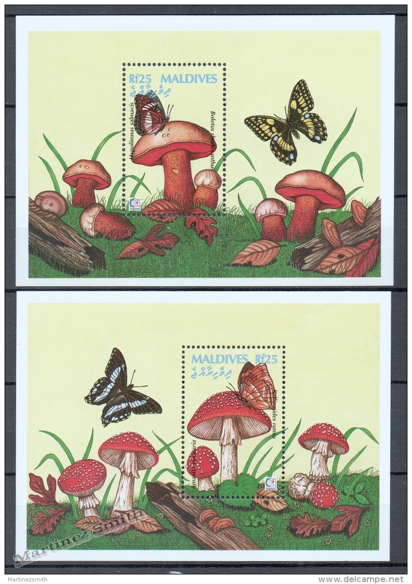 Maldives - Maldivas 1995 Yvert BF 333-34, Mushrooms - Miniature Sheet - MNH - Maldive (1965-...)