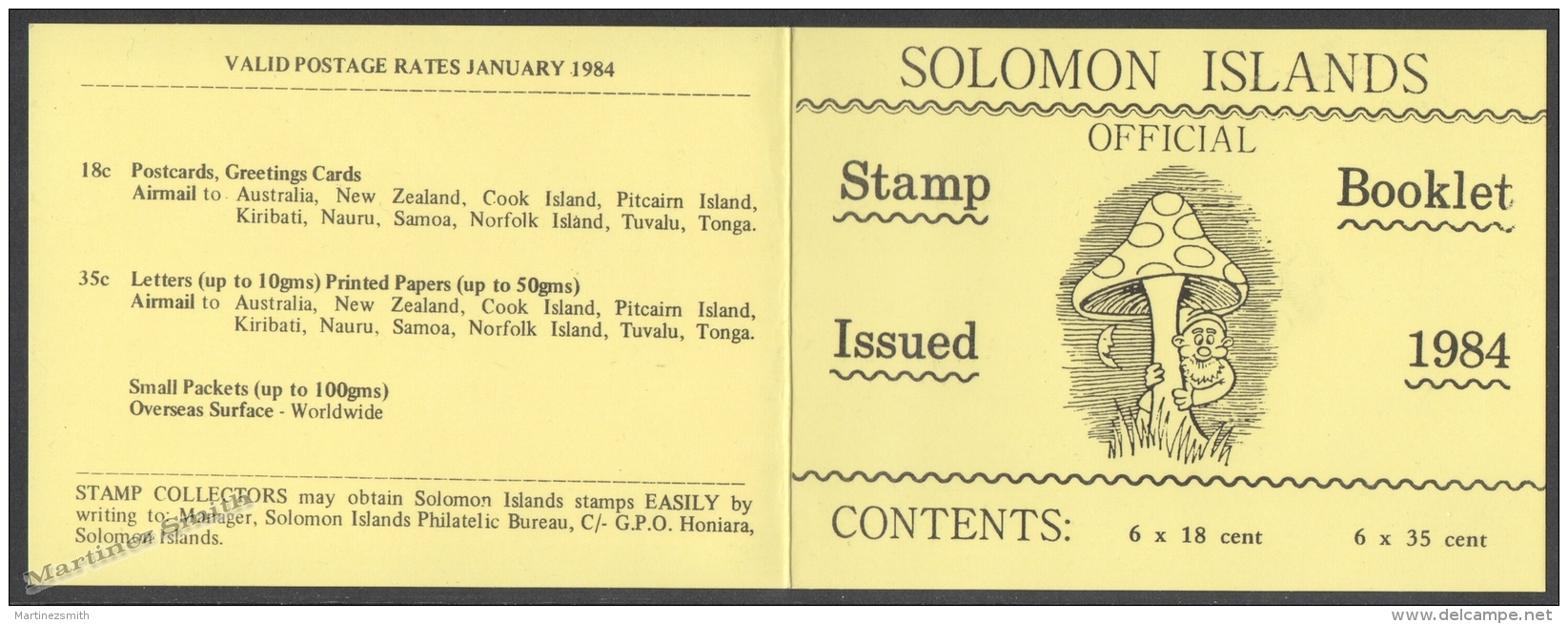 Solomon Islands 1984 Yvert C-505, Mushrooms - Booklet - MNH - Islas Salomón (1978-...)