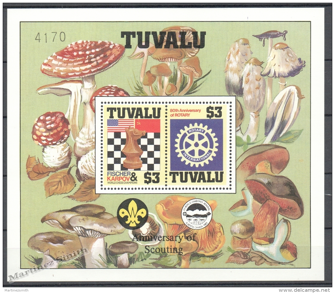 Tuvalu 1986 Yvert BF 14, Chess World Championship, Rotary, Mushrooms - MNH - Tuvalu