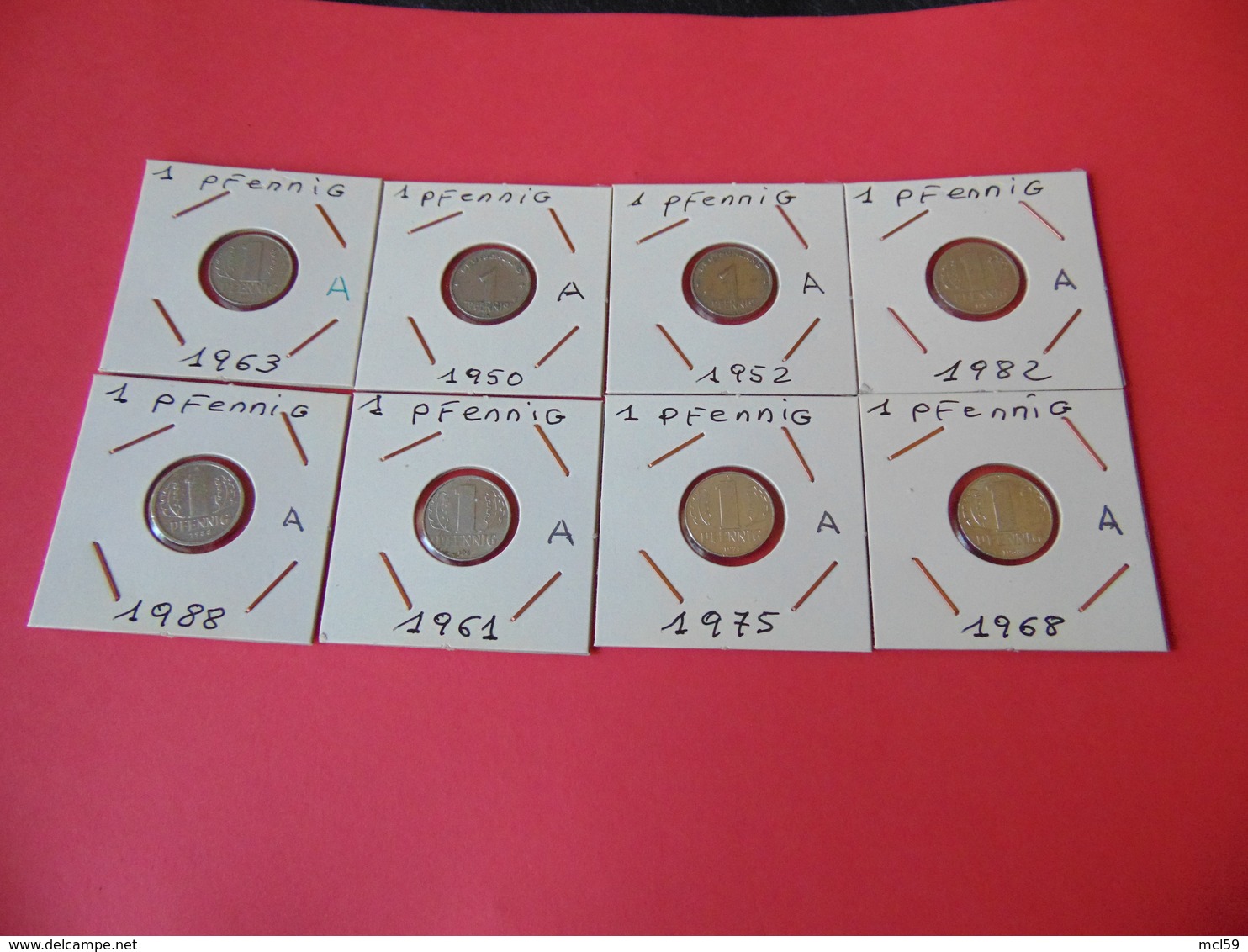 8 Monedas De 1 Pfennig Diferentes - 1 Pfennig