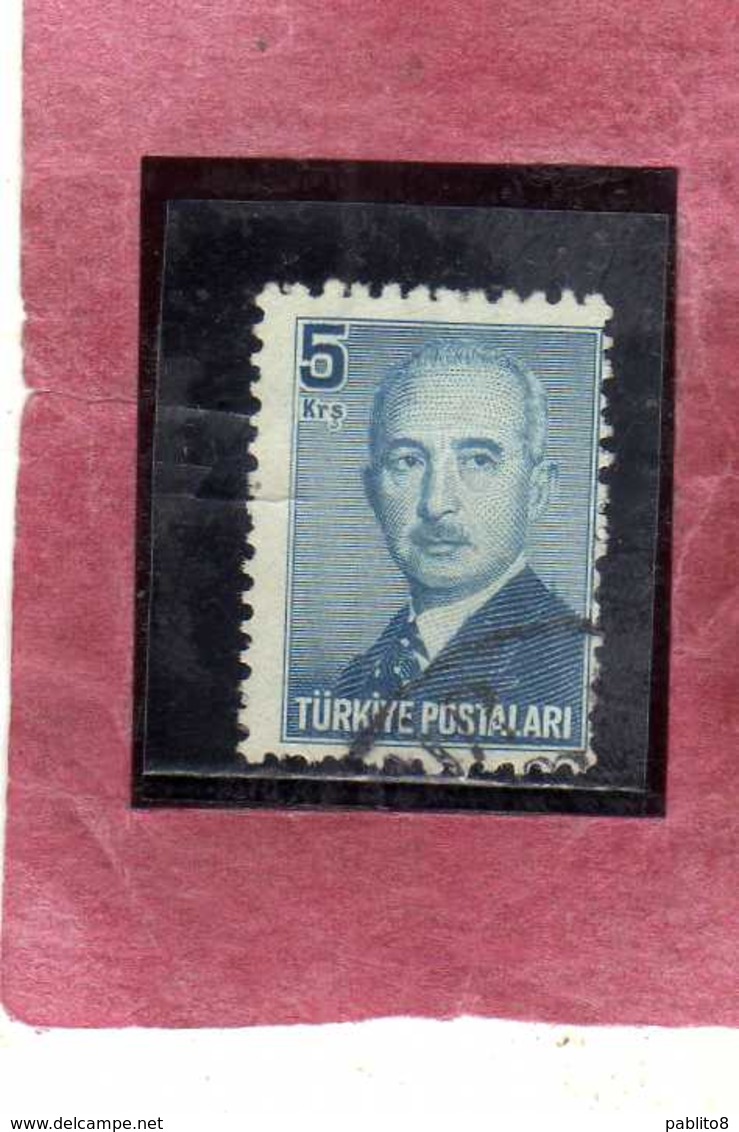 TURCHIA TURKÍA TURKEY 1948 President Lsmet Inonu PRESIDENTE 5k USATO USED OBLITERE' - Gebruikt