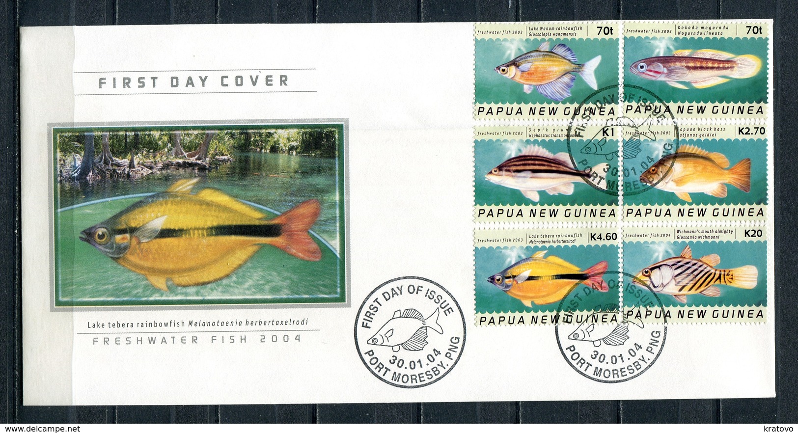 PAPUA NEW GUINEA 2004 Mi # 1039 - 1044 MARINE FAUNA FISH FDC MNH - Papua New Guinea