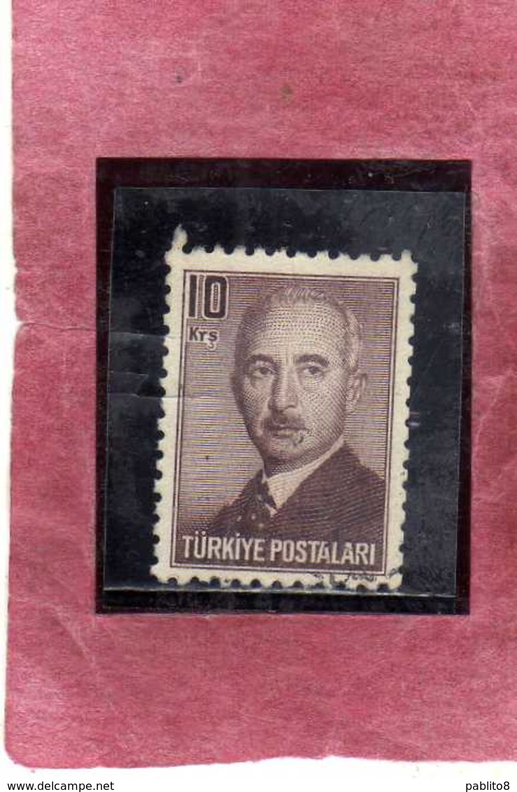 TURCHIA TURKÍA TURKEY 1948 President Lsmet Inonu PRESIDENTE 10k USATO USED OBLITERE' - Used Stamps