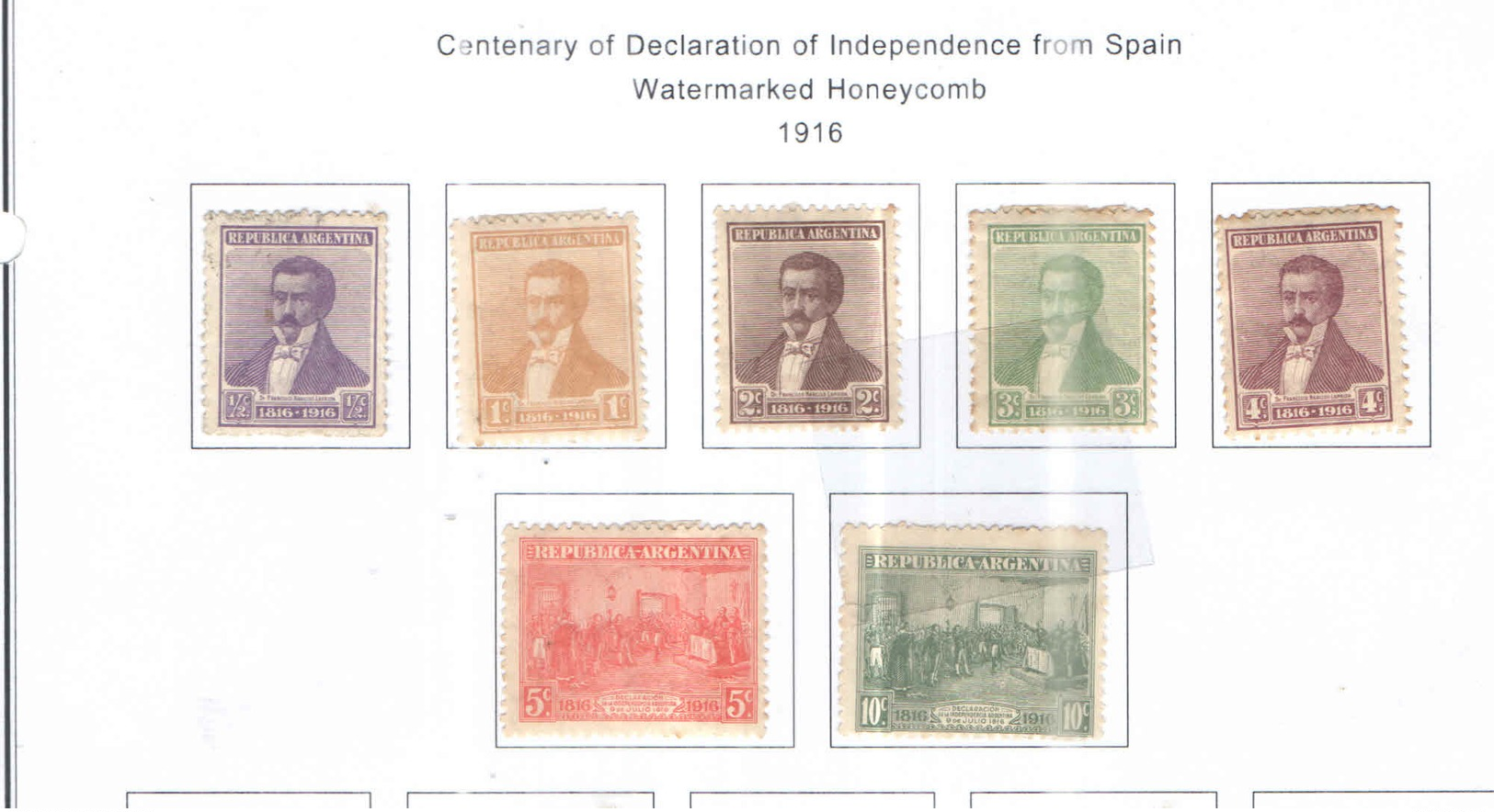 Argentina PO 1916 Cent.Indip.da Spagna   Scott.215/221 See Scans On Scott.Page - Nuevos