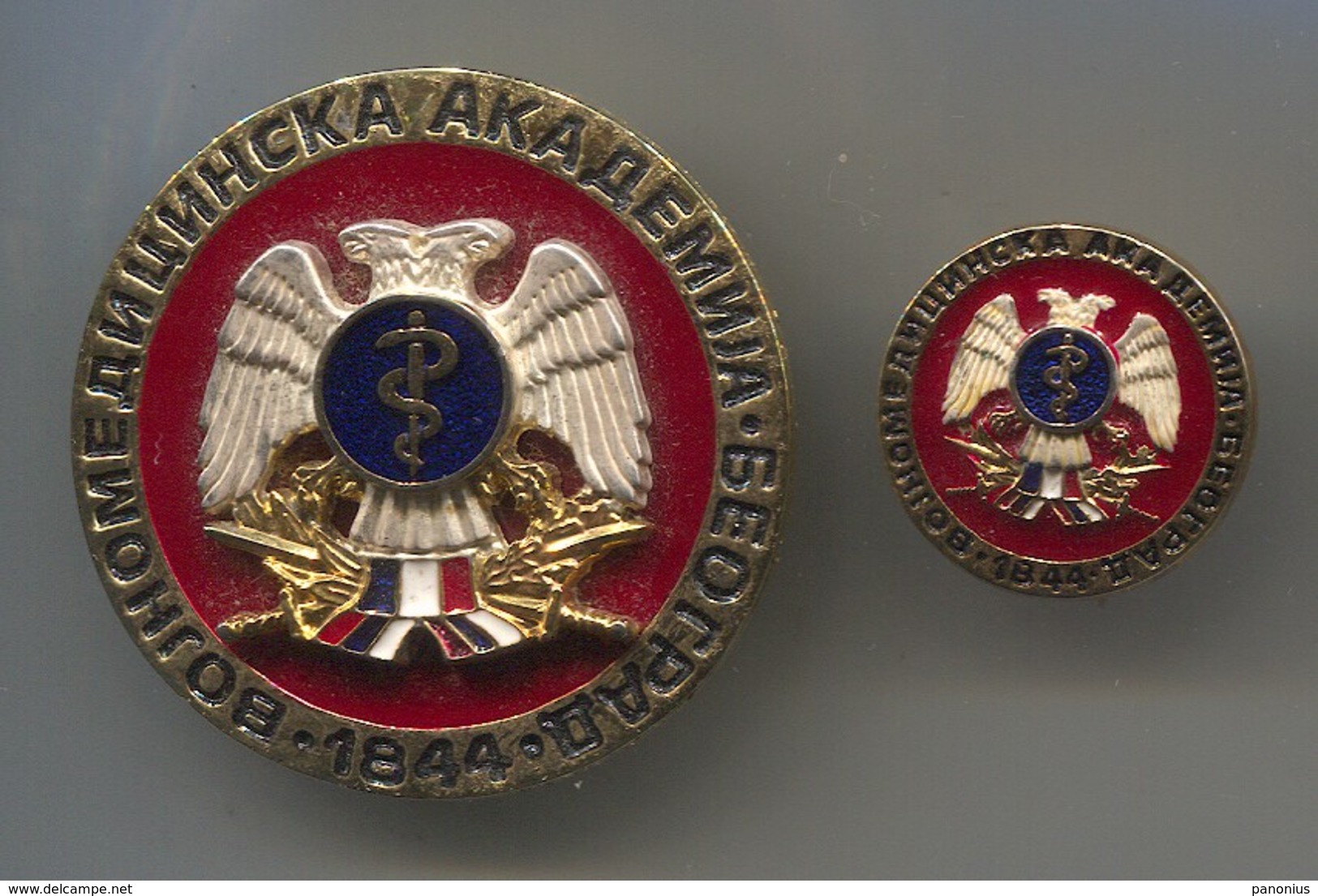 Yugoslavia ( Serbia & Montenegro ) - Military Medical Academy, Army, Metal Insignia 1 - 2 Type - Medicina