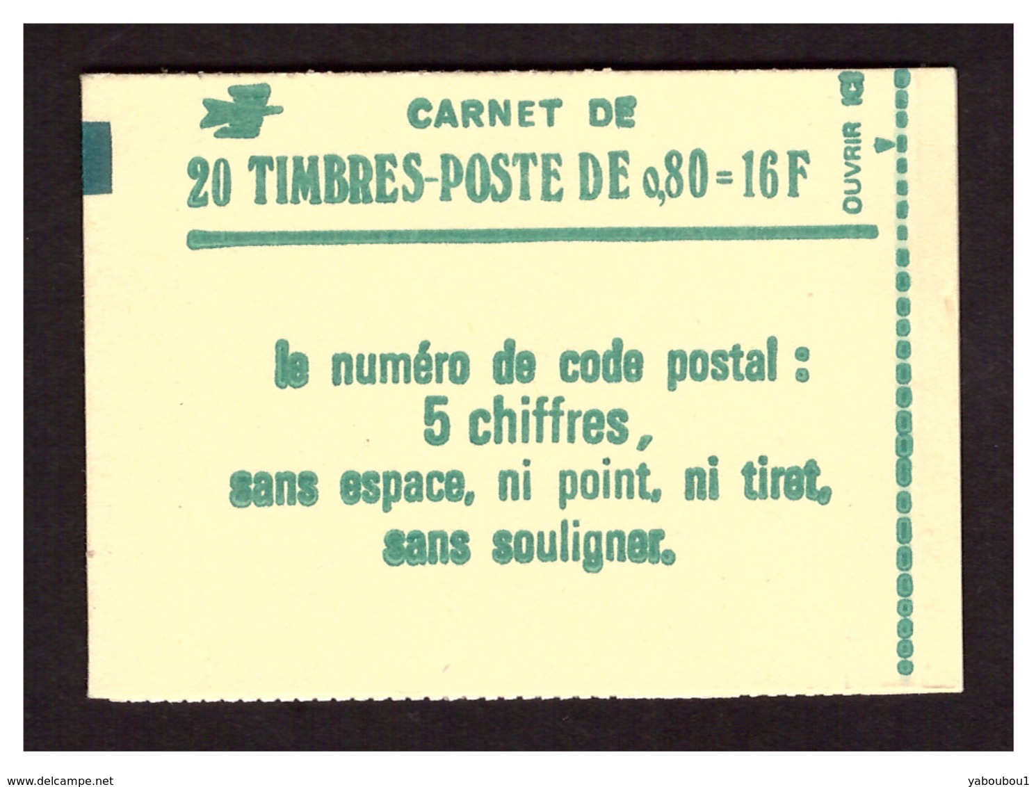 Sabine 0,80 Vert Carnet N° 1970 C1 - Autres & Non Classés