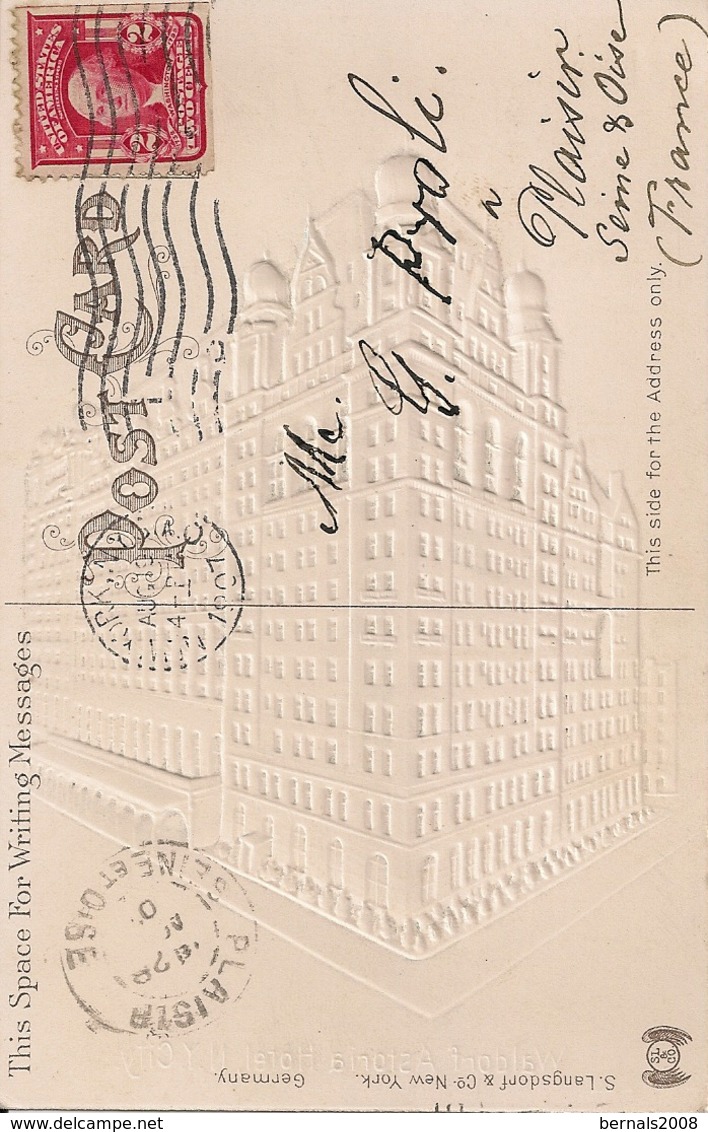N.Y.CITY.  WALDORF ASTORIA HOTEL  - GAUFFREE CARD - Cafés, Hôtels & Restaurants