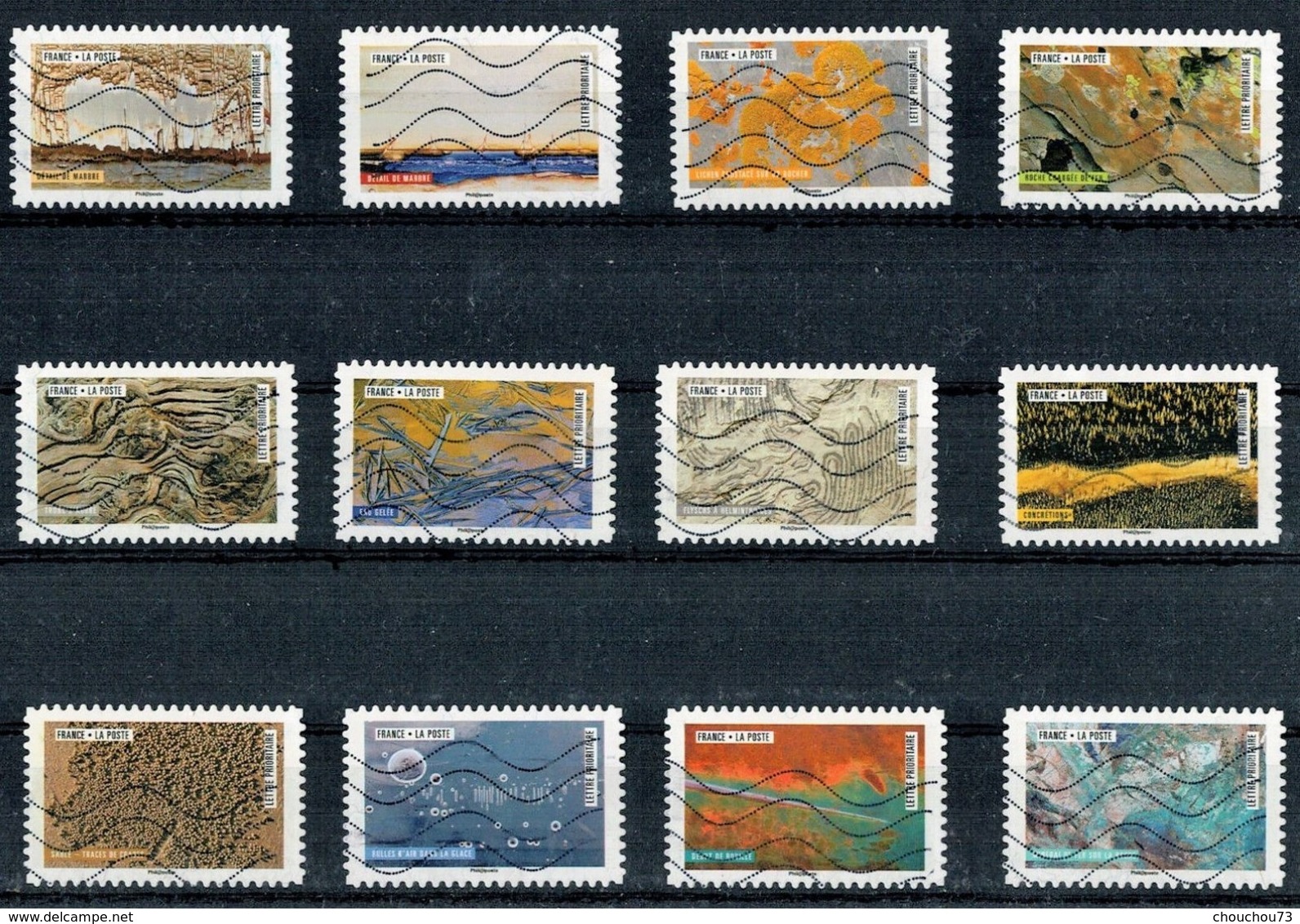 FRANCE AUTOADHESIFS OBLITERES-SERIE COMPLETE DE 12 TIMBRES-N° YVERT XXXX A XXXX-ANNEE 2018-CARNET OEUVRE DE LA NATURE - Otros & Sin Clasificación