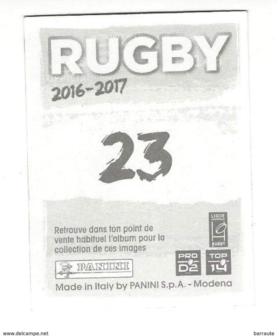 Panini Rugby 2016-2017 N° 23 - French Edition