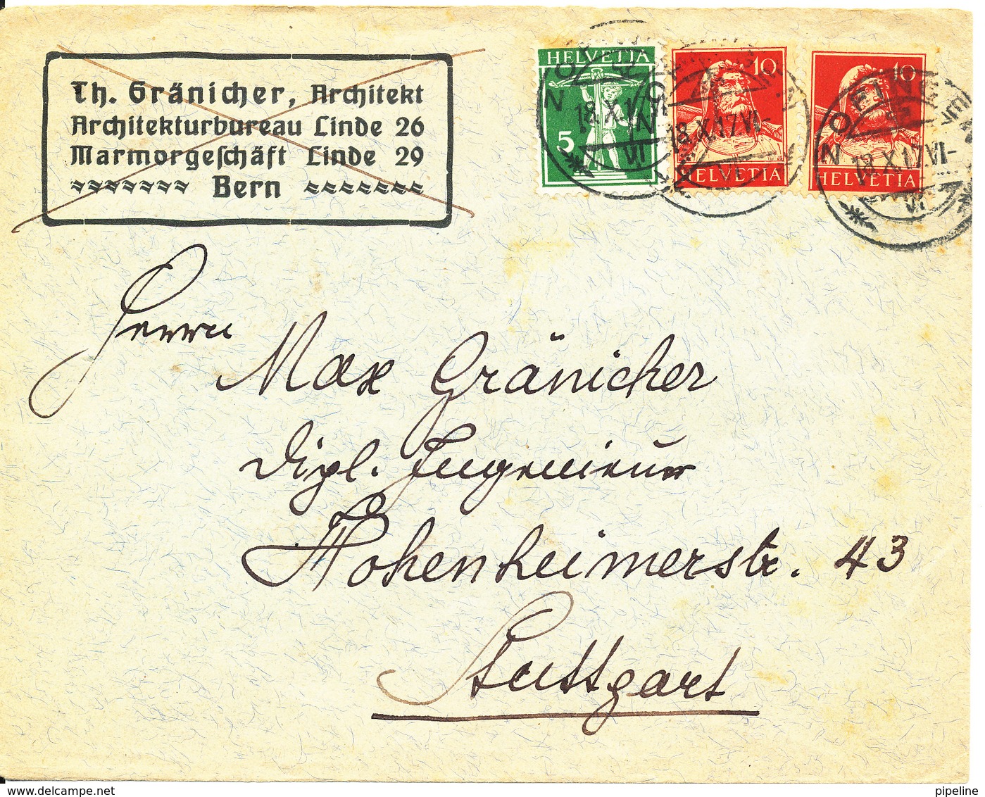 Switzerland Cover Sent To Germany Militärischerseits Unter Kriegsrecht Geöffnet Stuttgart 19-11-1917 - Covers & Documents