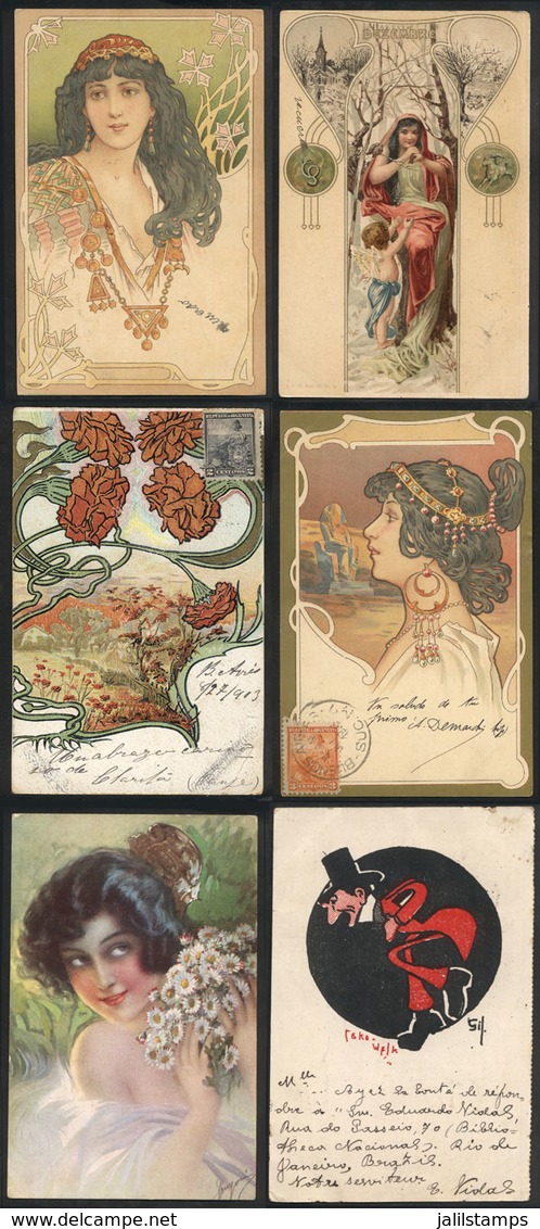22 ARTIST SIGNED POSTCARDS: 15 Old Used PCs, Nice Artistic Motifs, VF Quality - Andere & Zonder Classificatie