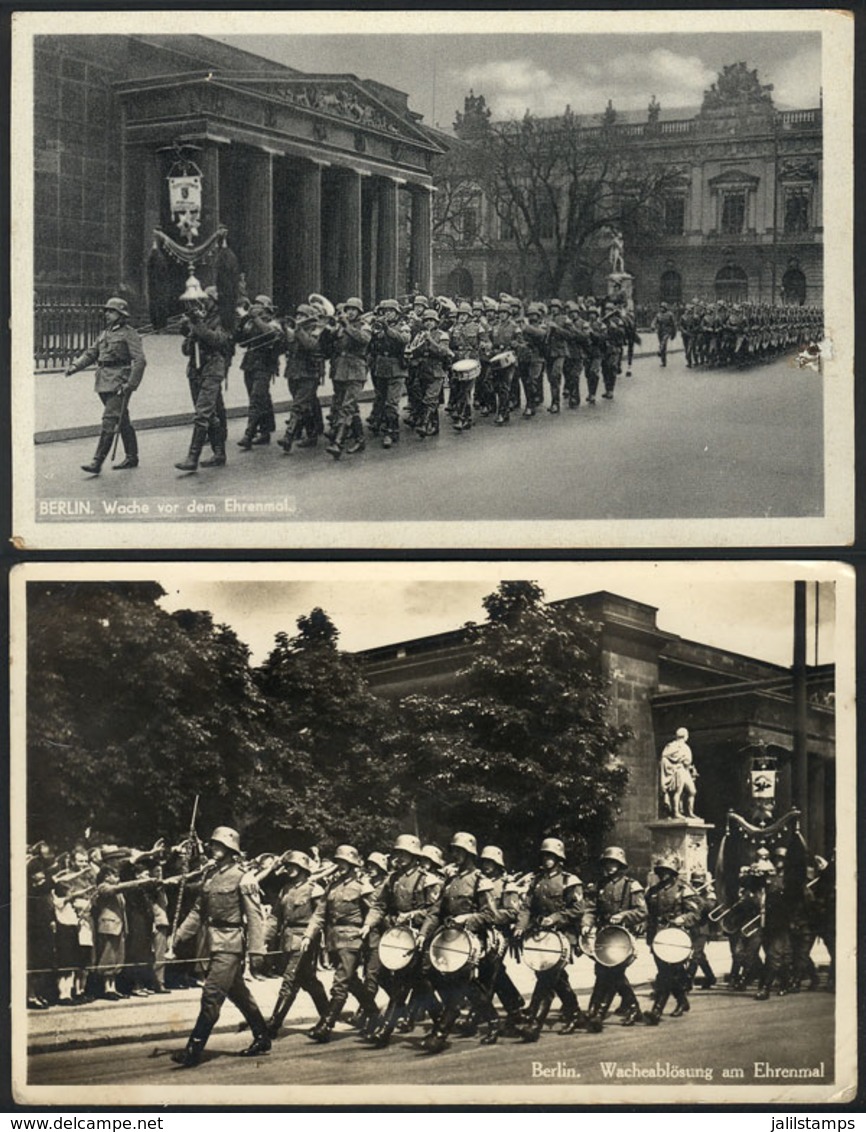 25 GERMANY: BERLIN: 2 Postcards With Views Of The Change Of Guard At Ehrenmal, Soldiers, - Sonstige & Ohne Zuordnung