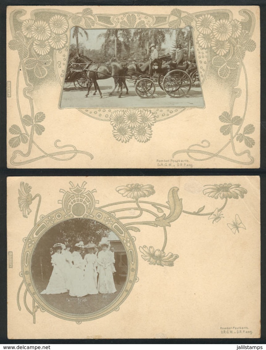 32 GERMANY: 2 Old Artistic PCs With Small Photographs, One With Light Adherence On Back, - Autres & Non Classés