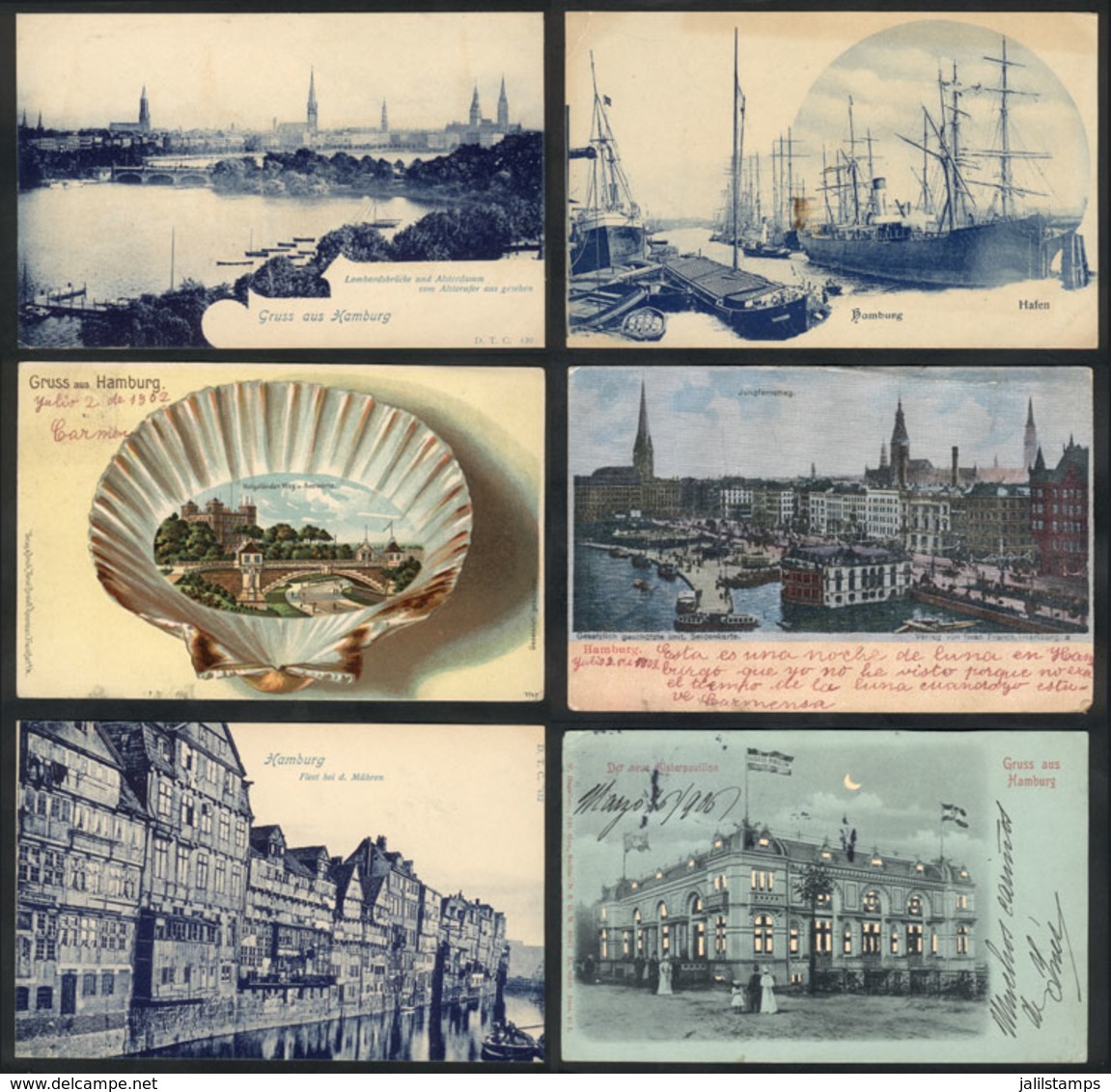 43 GERMANY: HAMBURG: 17 Old PCs, Most With Excellent Views, Good Editors, VF General Qua - Autres & Non Classés