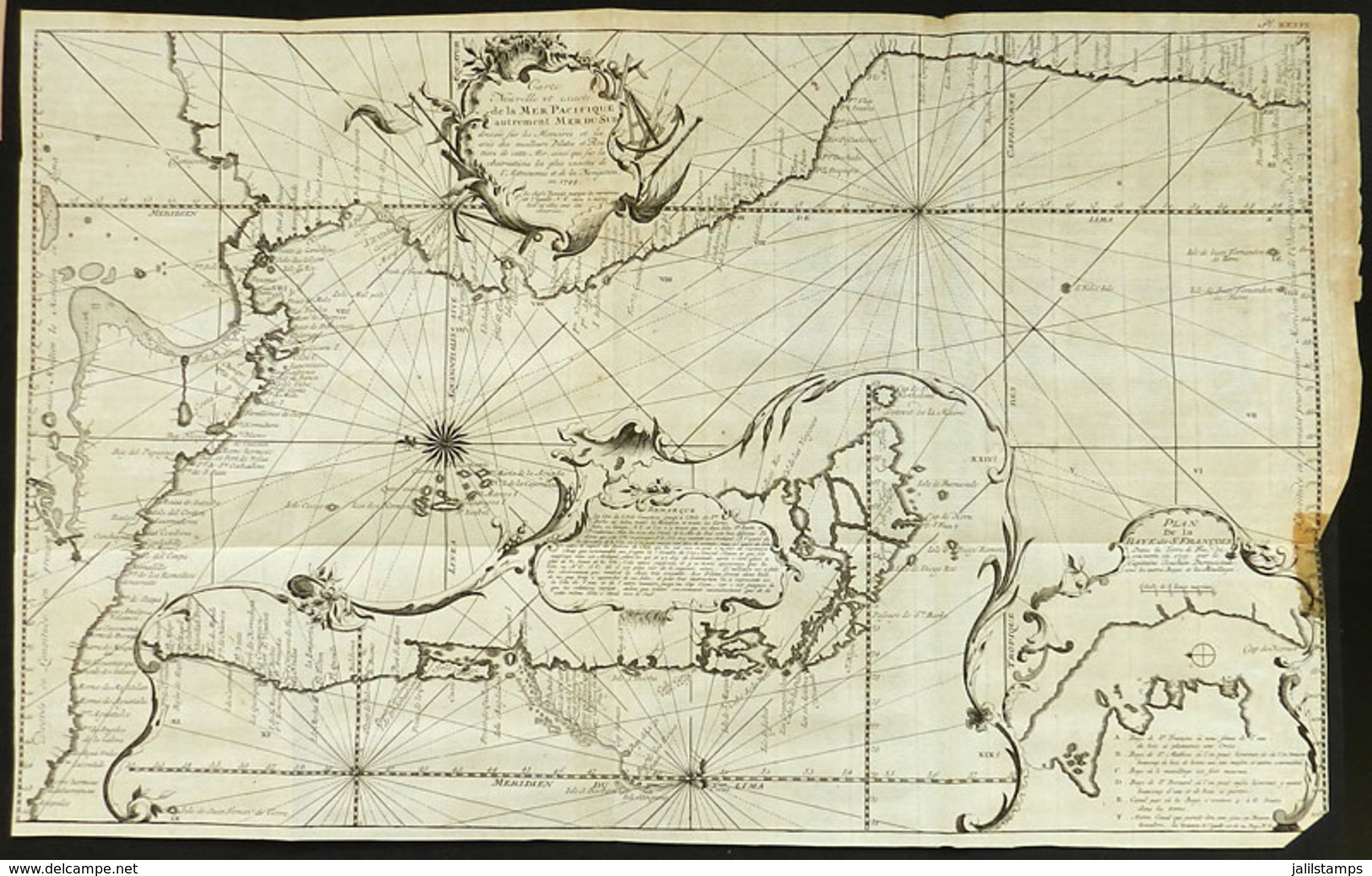 74 AMERICA: Old Map Of The Pacific Ocean And Coasts Of America, With Minor Defects, Very - Other & Unclassified