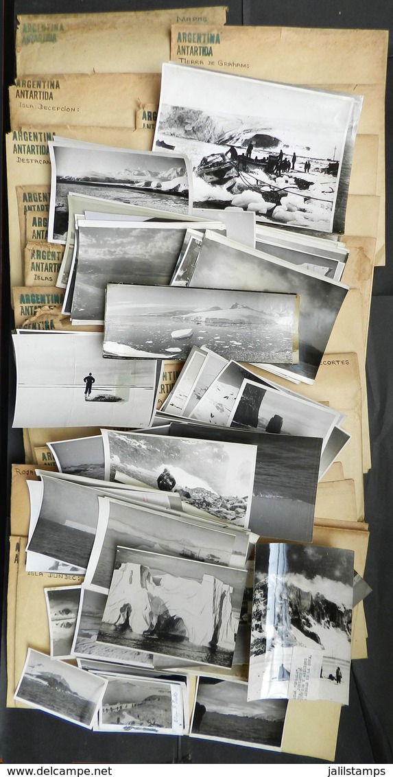 76 ANTARCTICA: Lot Of 179 Photos, Several Newspaper Clippings And Maps: British Invasion - Sonstige & Ohne Zuordnung