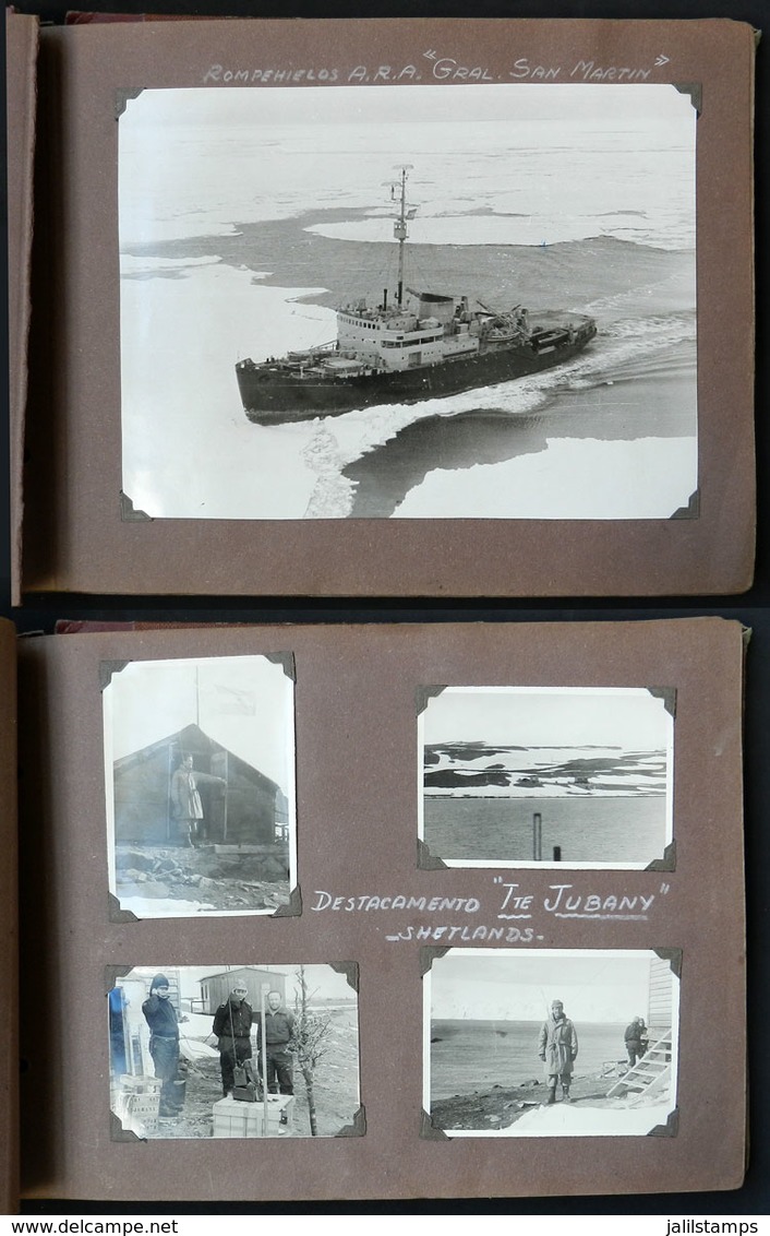77 ANTARCTICA: Photo Album Of The Argentina Antarctic Campaign Of 1956/57, With Autograp - Other & Unclassified