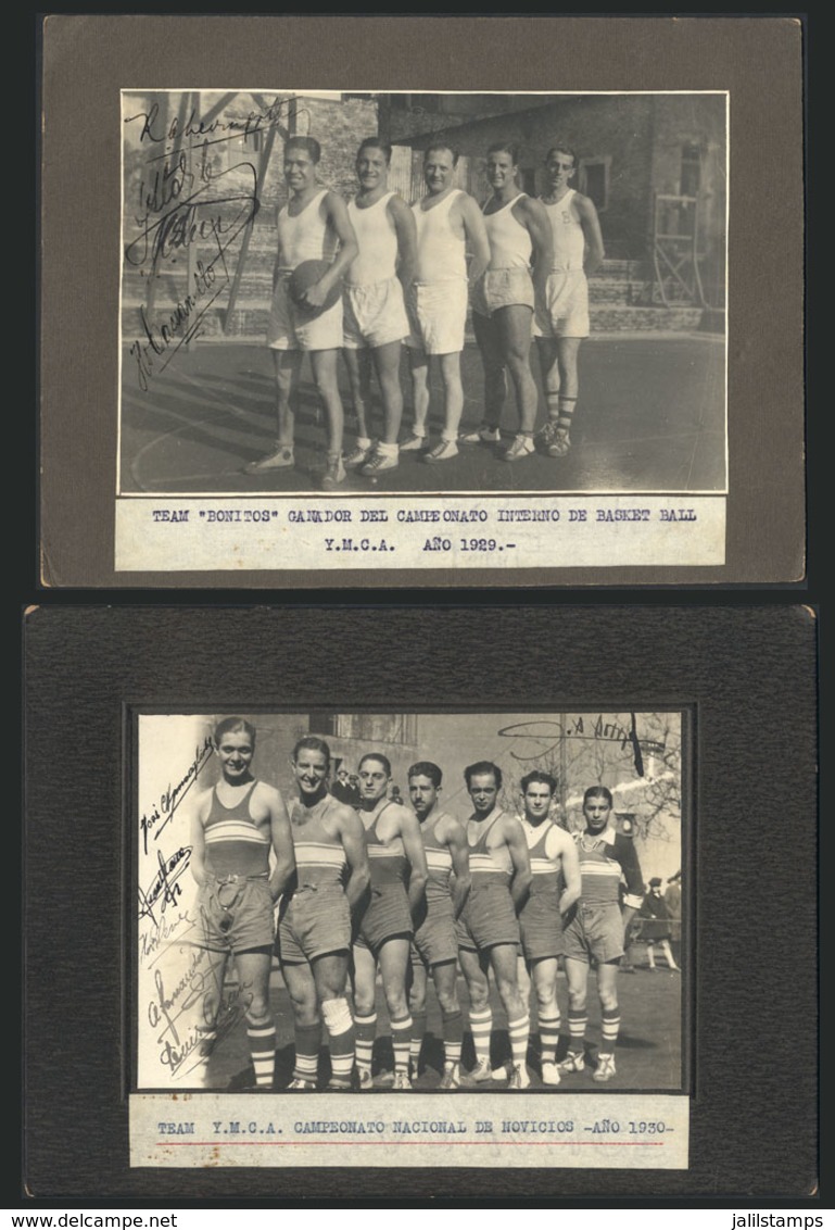 82 ARGENTINA: BASKETBALL: 2 Photos Of Teams And Players, Year 1929 And 1930, Size 23 X 1 - Autres & Non Classés