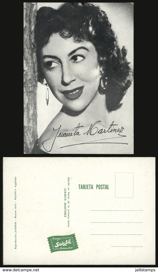 96 ARGENTINA: Actress JUANITA MARTINEZ, Old PC With Her Printed Signature, With Advertis - Argentina