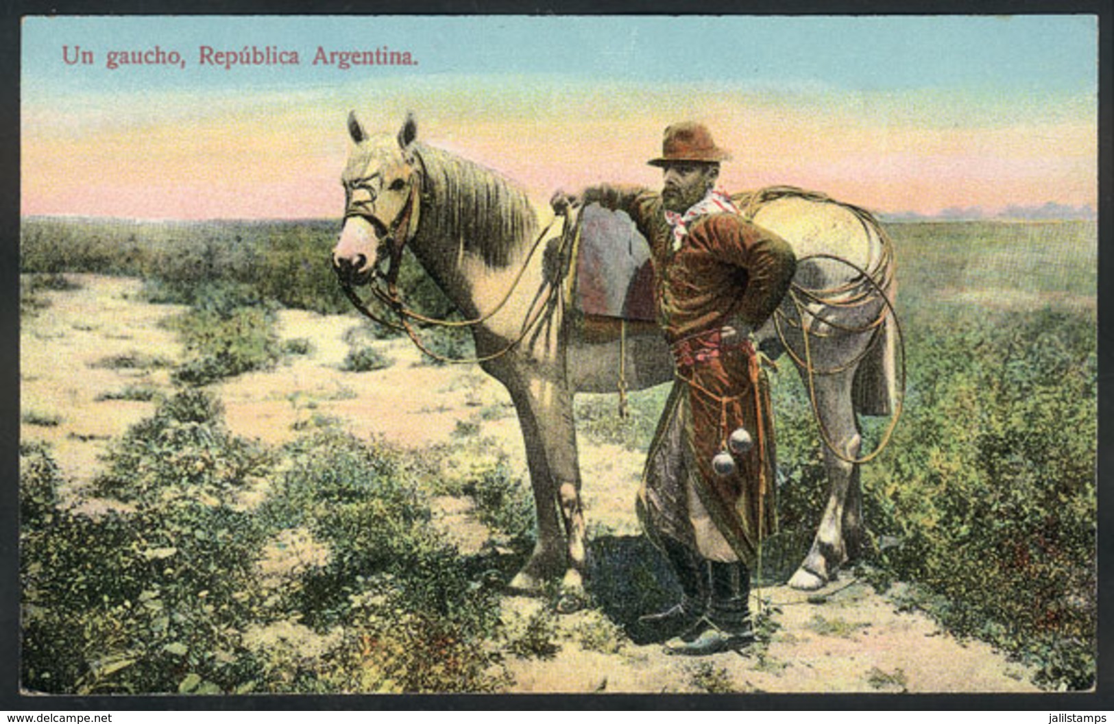 107 ARGENTINA: A Gaucho And His Horse, Ed. Carmelo Ibarra, Unused And VF - Argentine