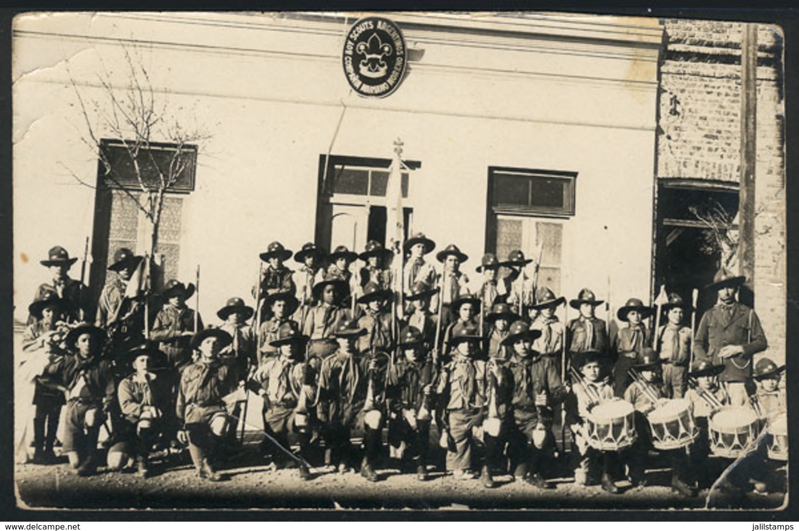 148 ARGENTINA: Group Of Boy Scouts, Compañía Mariano Moreno, Old Real Photo PC, VF - Argentina