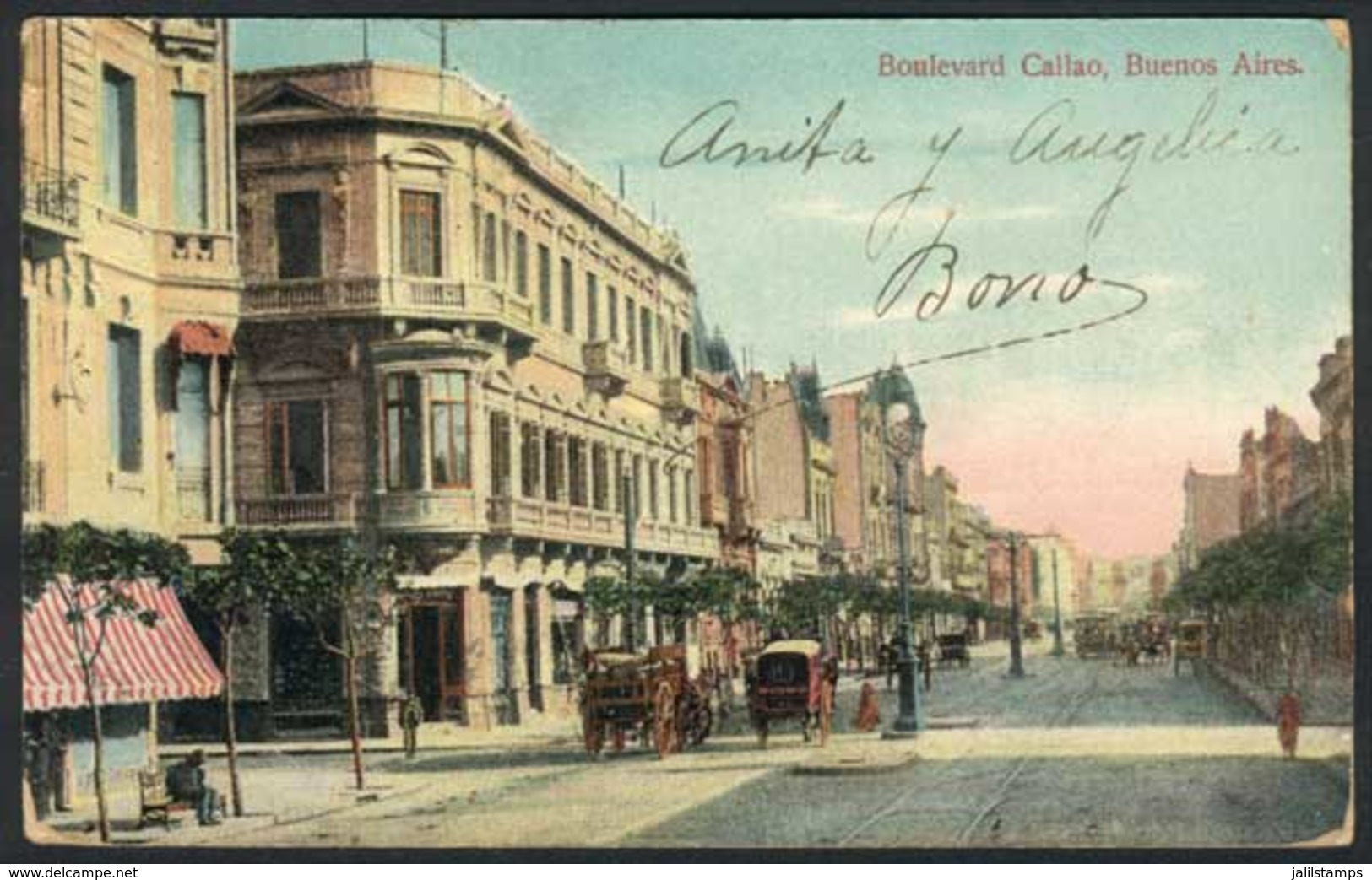 156 ARGENTINA: BUENOS AIRES: Boulevard Callao, Ed. Carmelo Ibarra, Sent To Italy In 1912, - Argentina