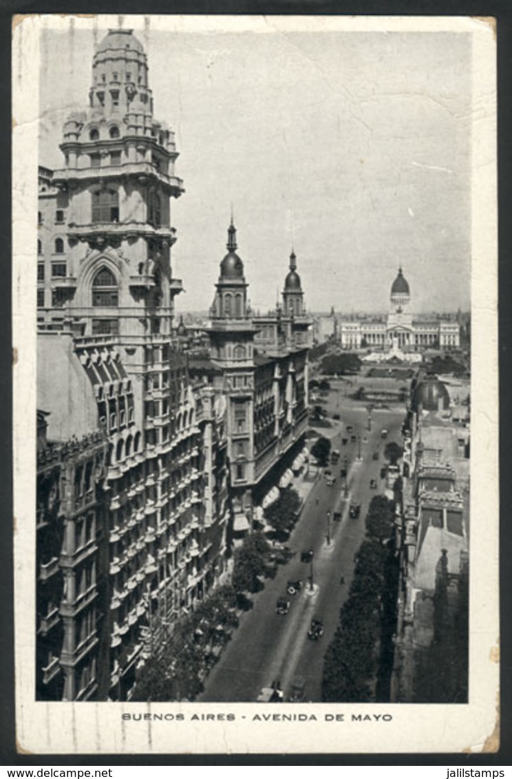 197 ARGENTINA: BUENOS AIRES: Mayo Avenue, Ed. Bourquin & Kohlmann, Sent To Italy In 1935 - Argentinien