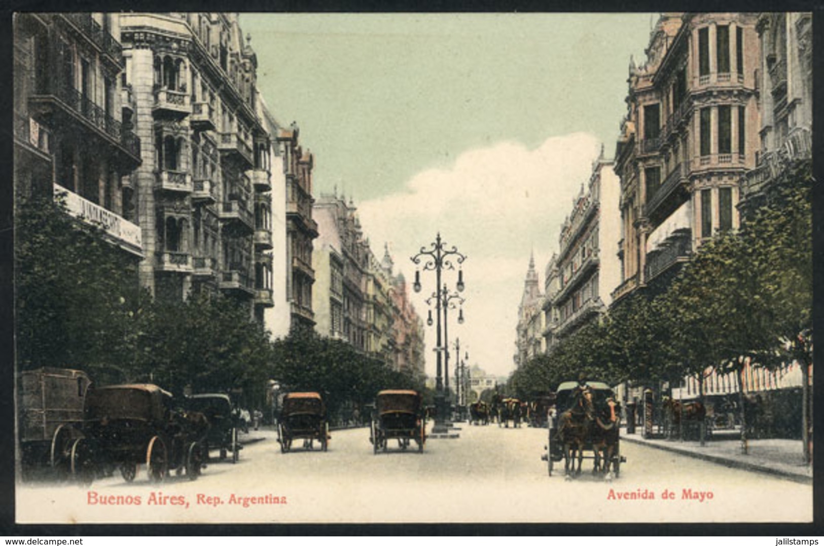 210 ARGENTINA: BUENOS AIRES: Carriages On Mayo Avenue, Ed. Rosauer, Unused, VF Quality - Argentina