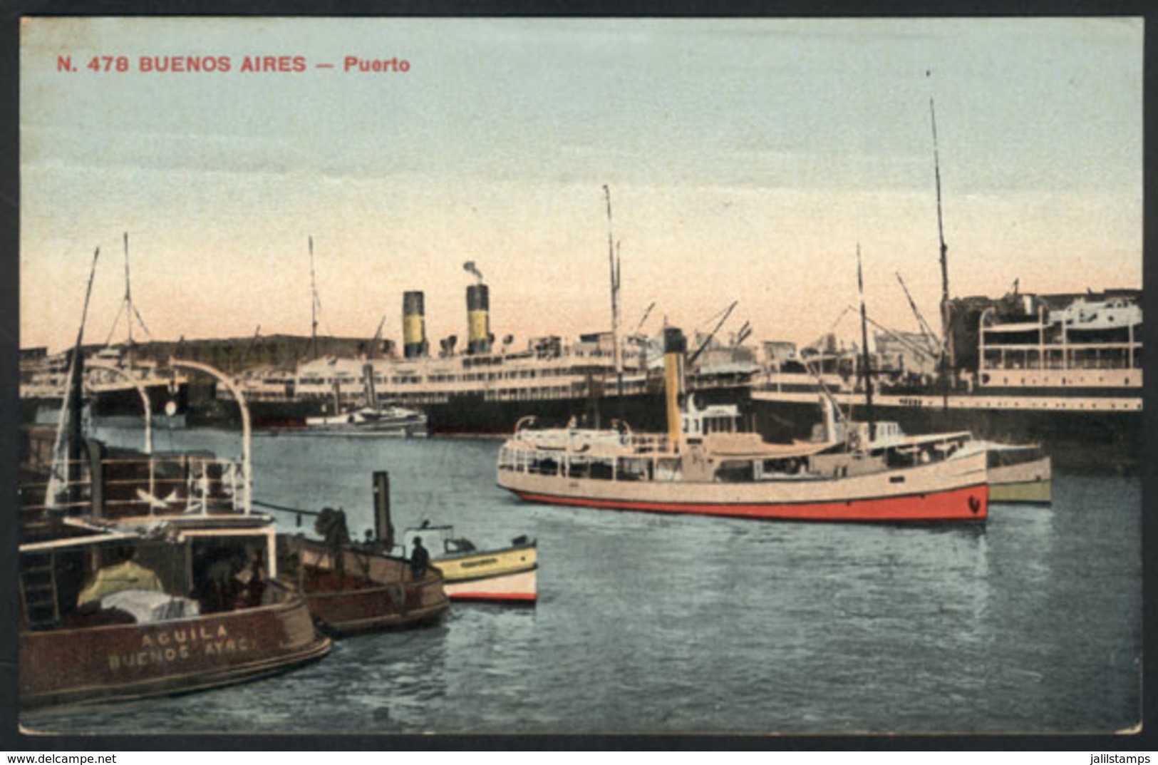 212 ARGENTINA: BUENOS AIRES: The Port, Boats & Ships, Ed. Fumagalli, Used (the Stamp Is M - Argentina